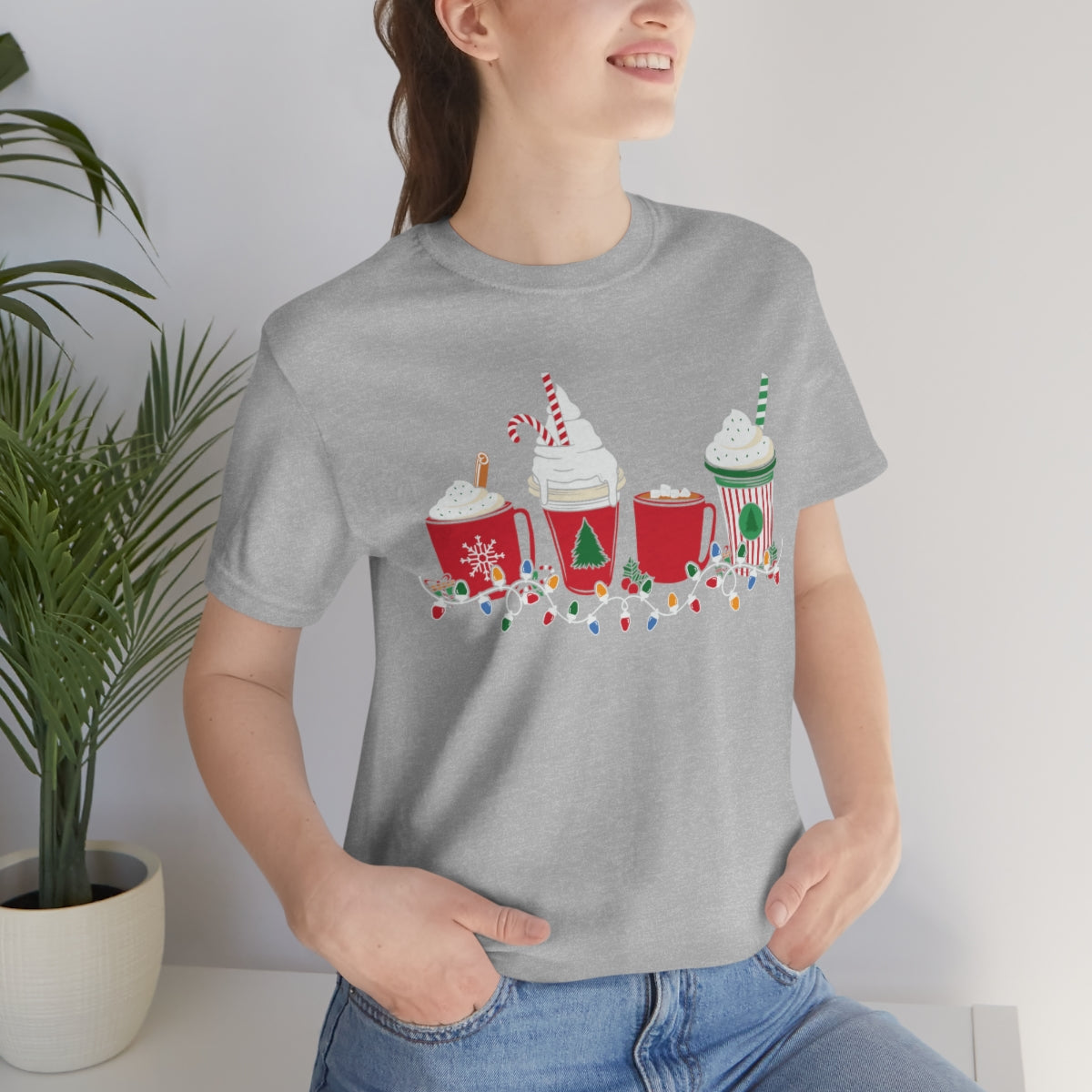 Starbucks Themed Peppermint Coffee Cups Christmas Holiday Tshirt