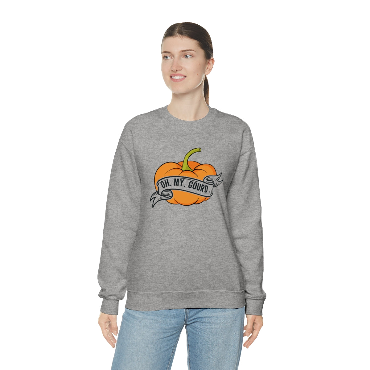 Oh My Gourd! Thanksgiving Pumpkin Sweatshirt Design on Unisex Heavy Blend™ Crewneck Sweatshirt