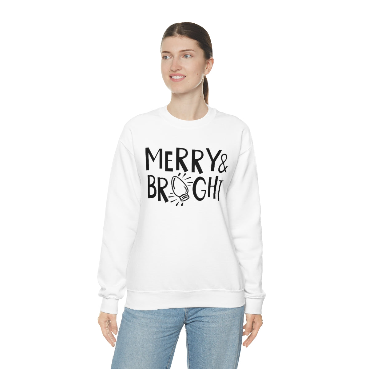 Merry & Bright Christmas Lights Xmas Holiday Sweatshirt