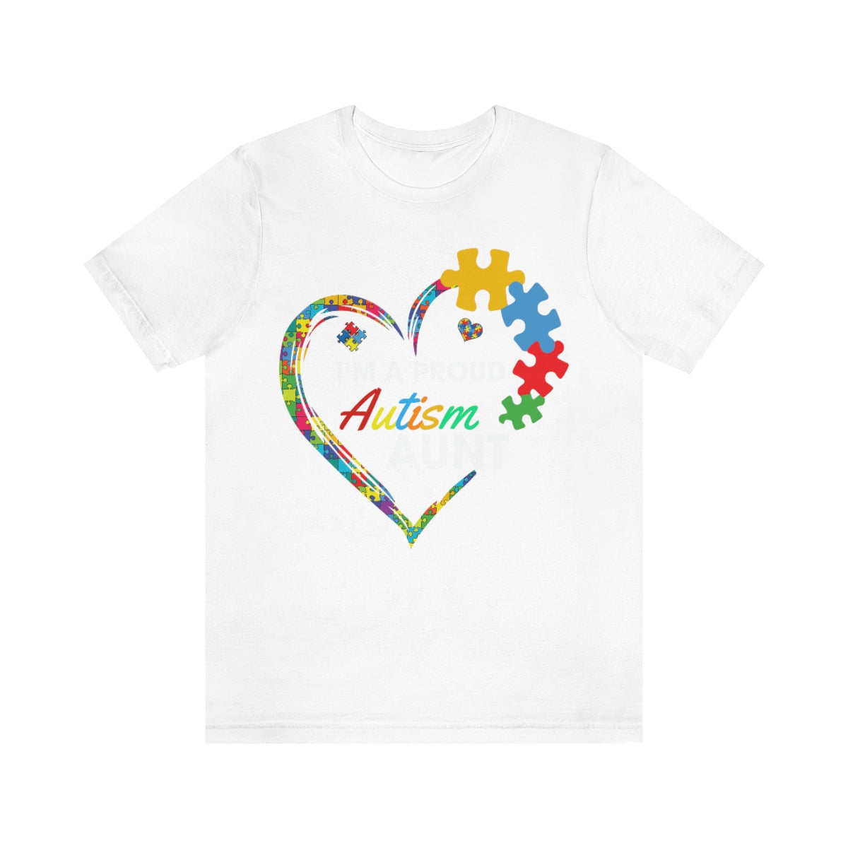 Proud Autism Aunt Heart Puzzle Pieces Tshirt