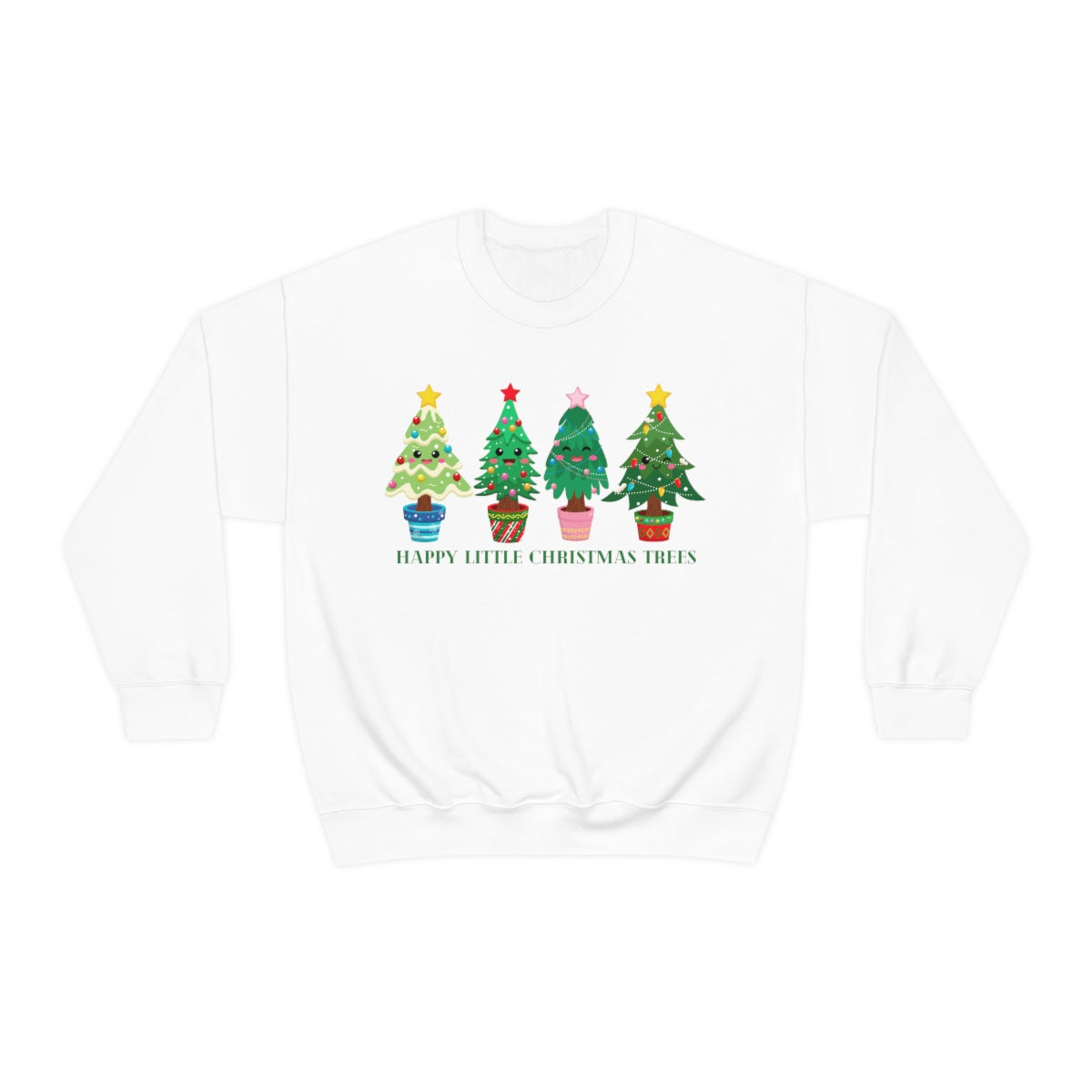 Happy Little Christmas Trees Xmas Holiday Sweatshirt