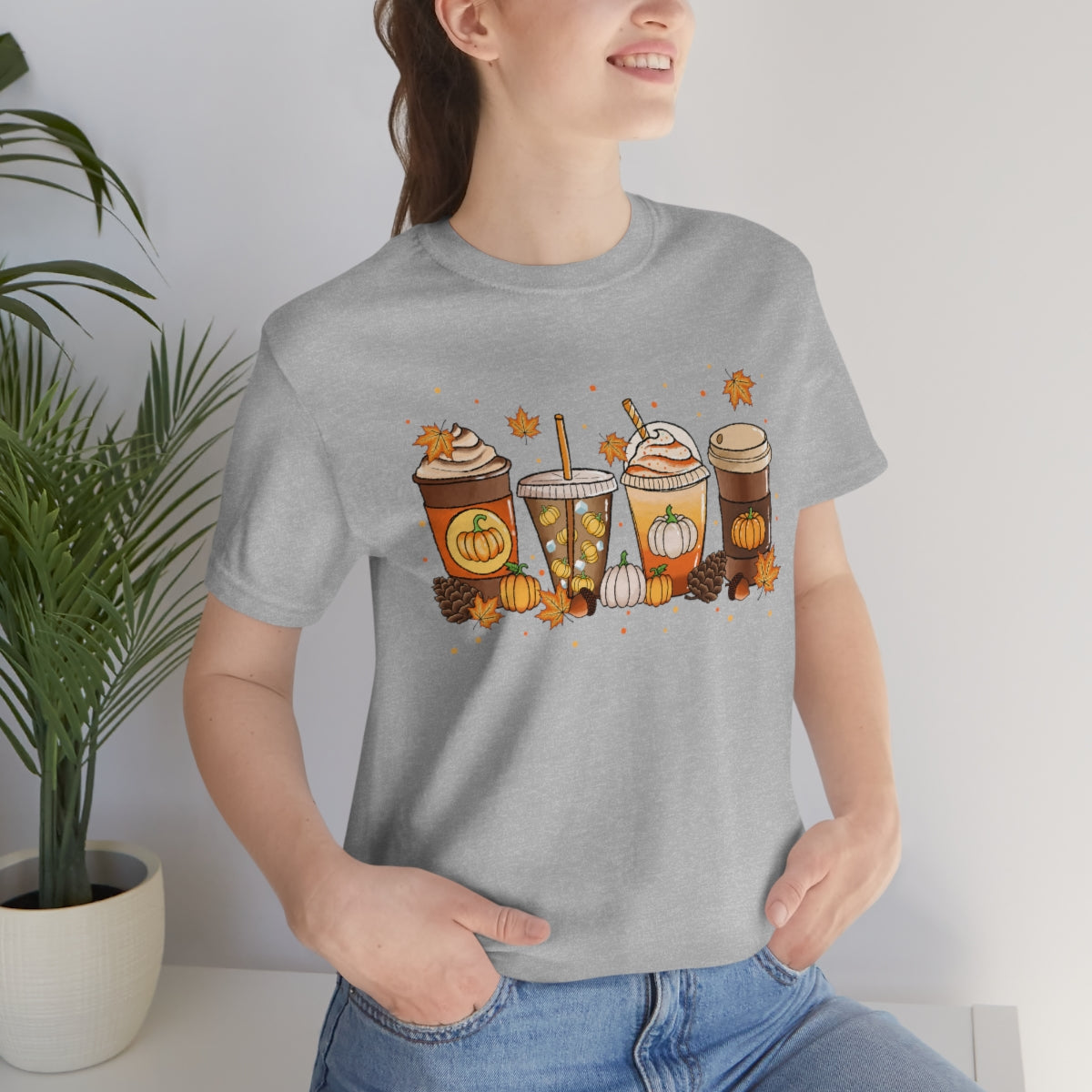 Fall Coffee Shirt Pumpkin Spice Coffee Design Short Sleeve Tshirt