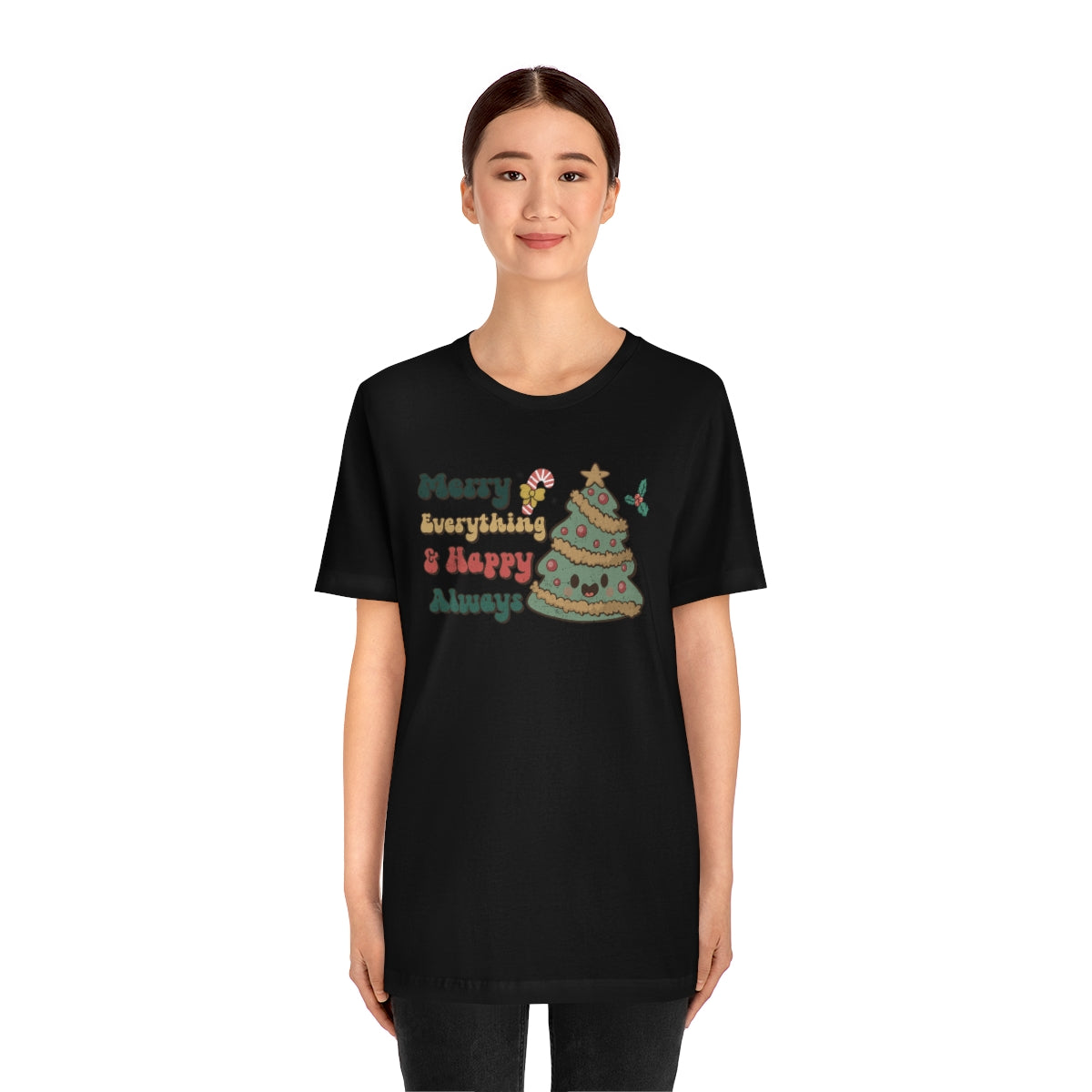 Merry Everything Tree Retro Christmas Tshirt