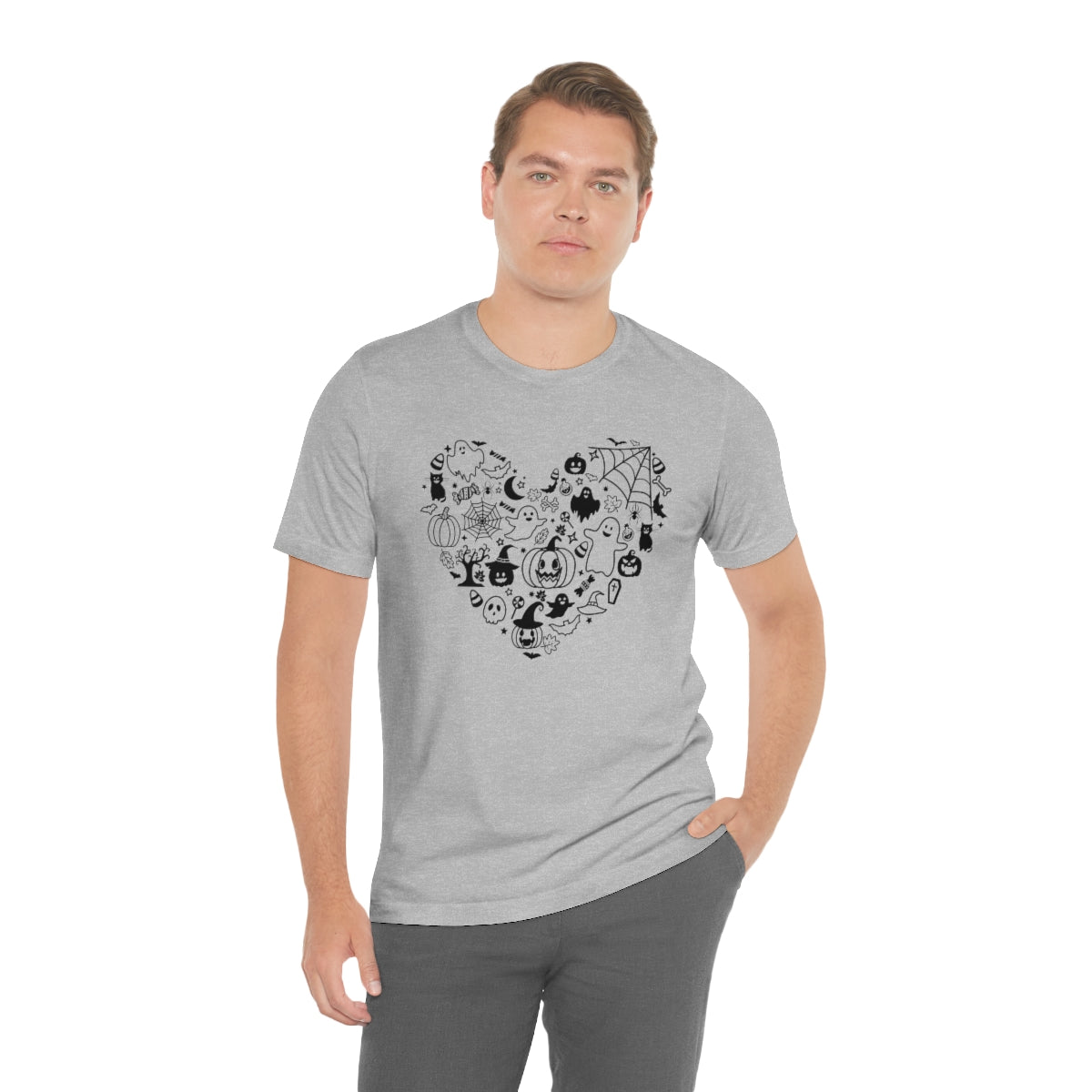 Heart Happy Halloween Tshirt Design on Unisex Jersey Short Sleeve Tee