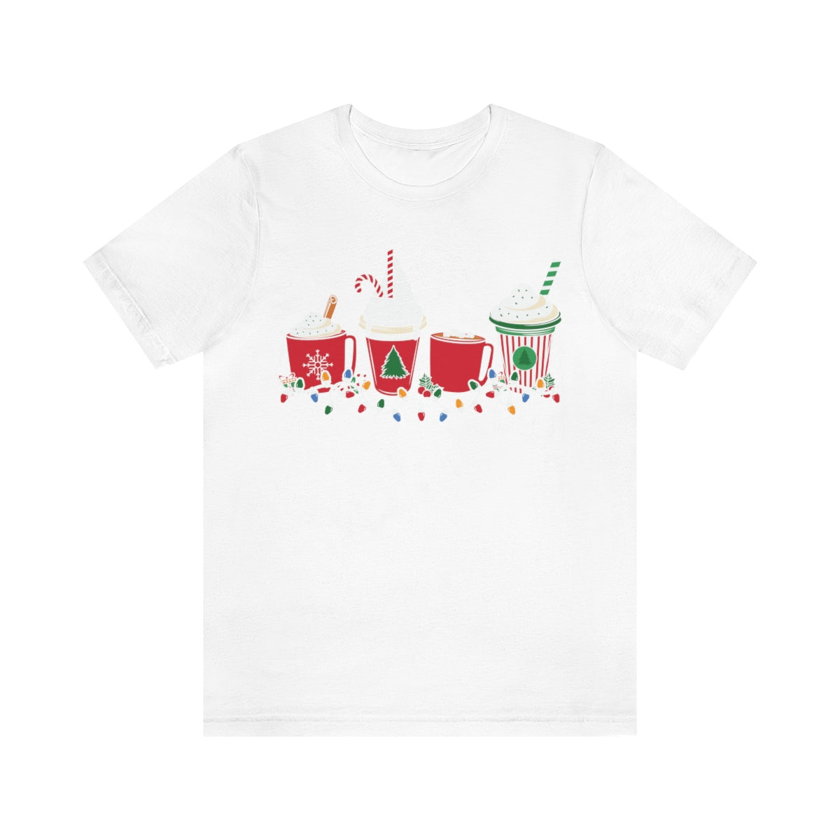 Starbucks Themed Peppermint Coffee Cups Christmas Holiday Tshirt