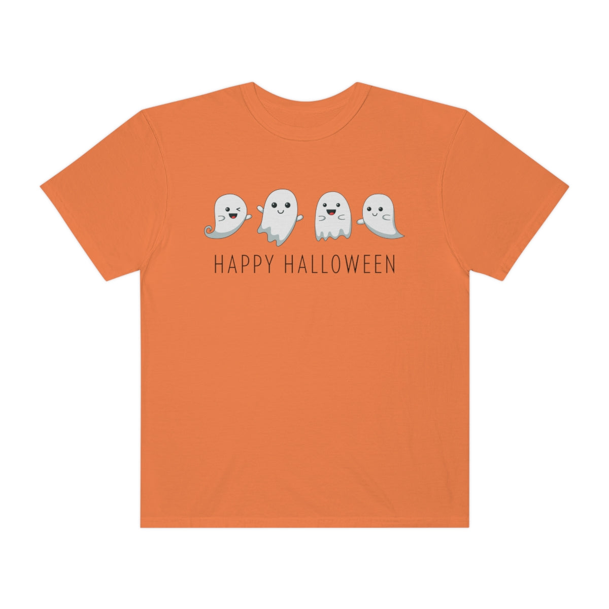 Happy Halloween Cute Ghost Tshirt Design on Unisex Garment-Dyed T-shirt