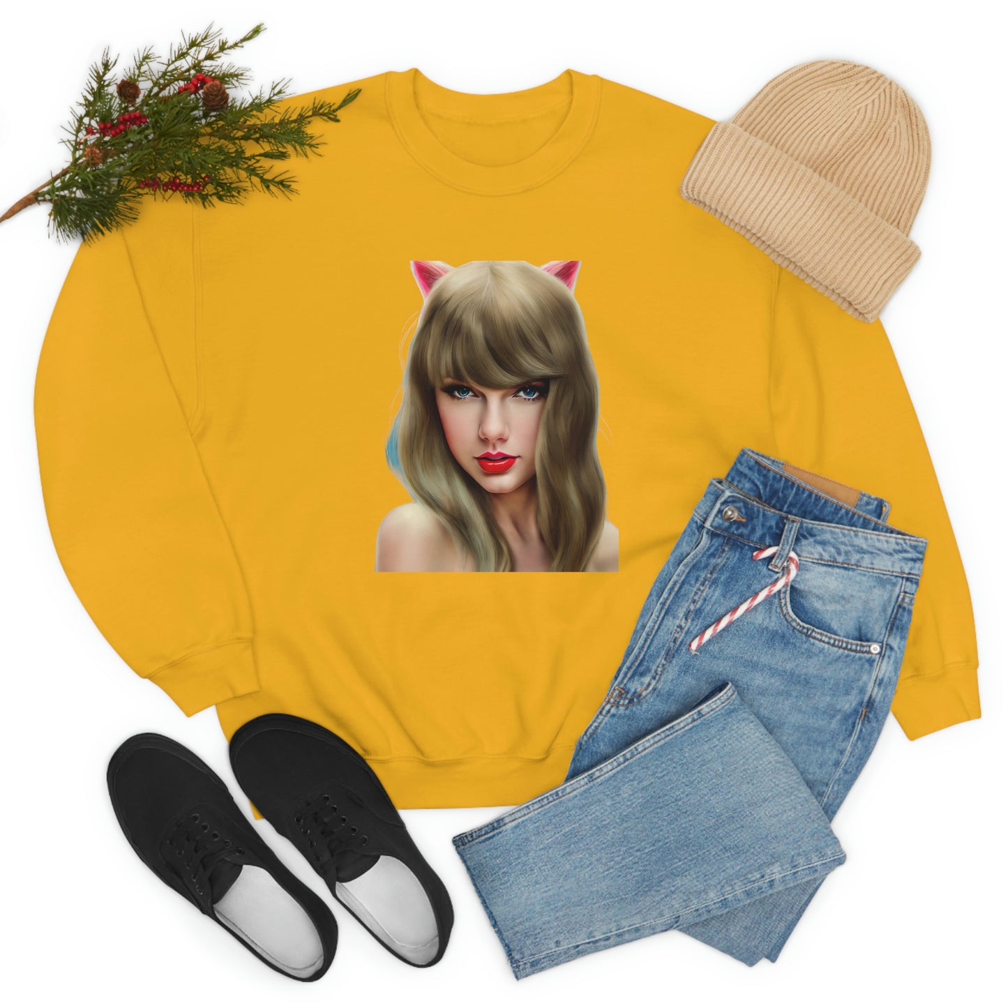 Taylor Swift Cat Ears T Swift Taylor Swift Merch Fan Swifty Gift Crewneck Sweatshirt