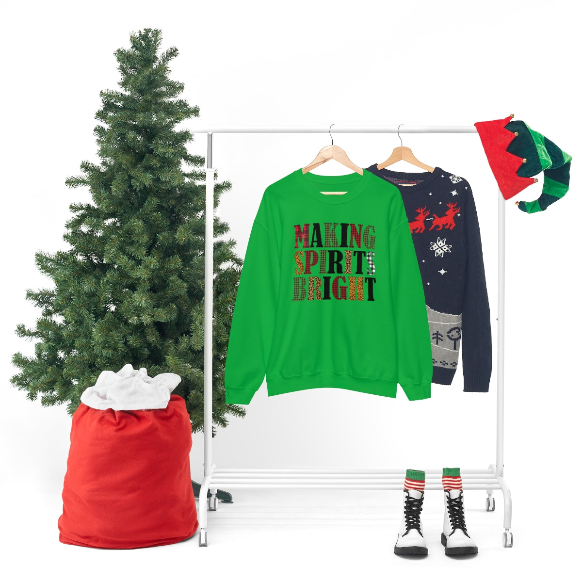 Making Spirits Bright Plaid Lettering Christmas Sweatshirt