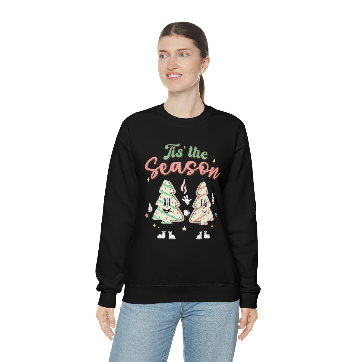 Tis the Season Cute Retro Vintage Tree & Treat Christmas Sweatshirt