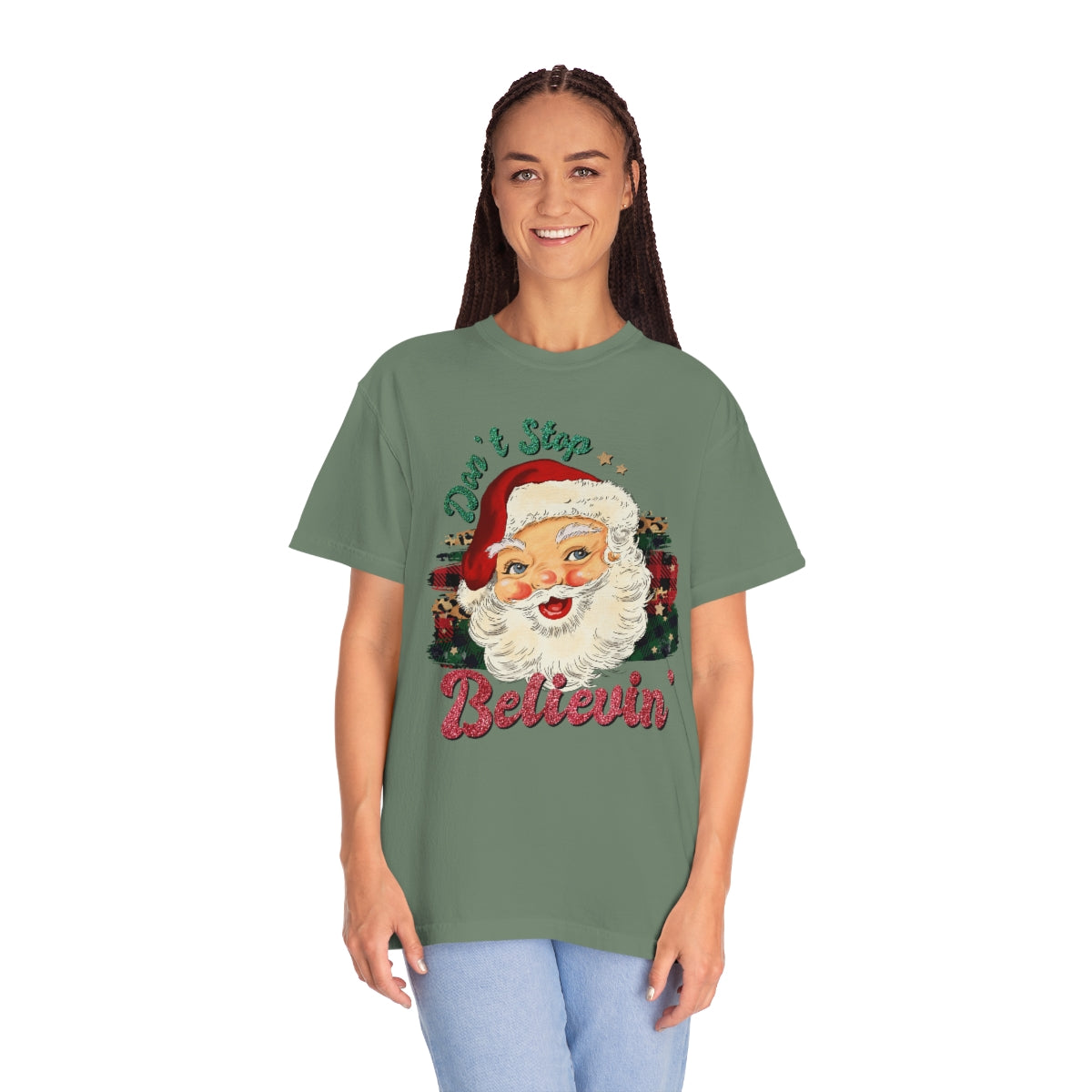 Don't Stop Believing Vintage Classic Santa Christmas Tshirt