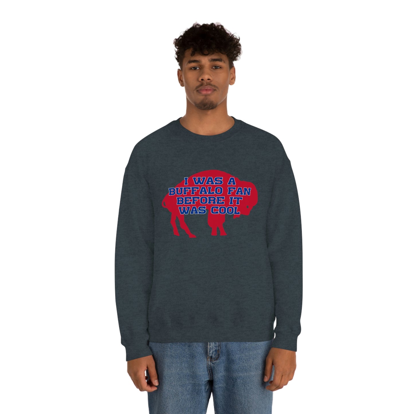 I Was a Buffalo Fan Before it was Cool Retro Red Logo Bills Mafia Football Crewneck Sweatshirt