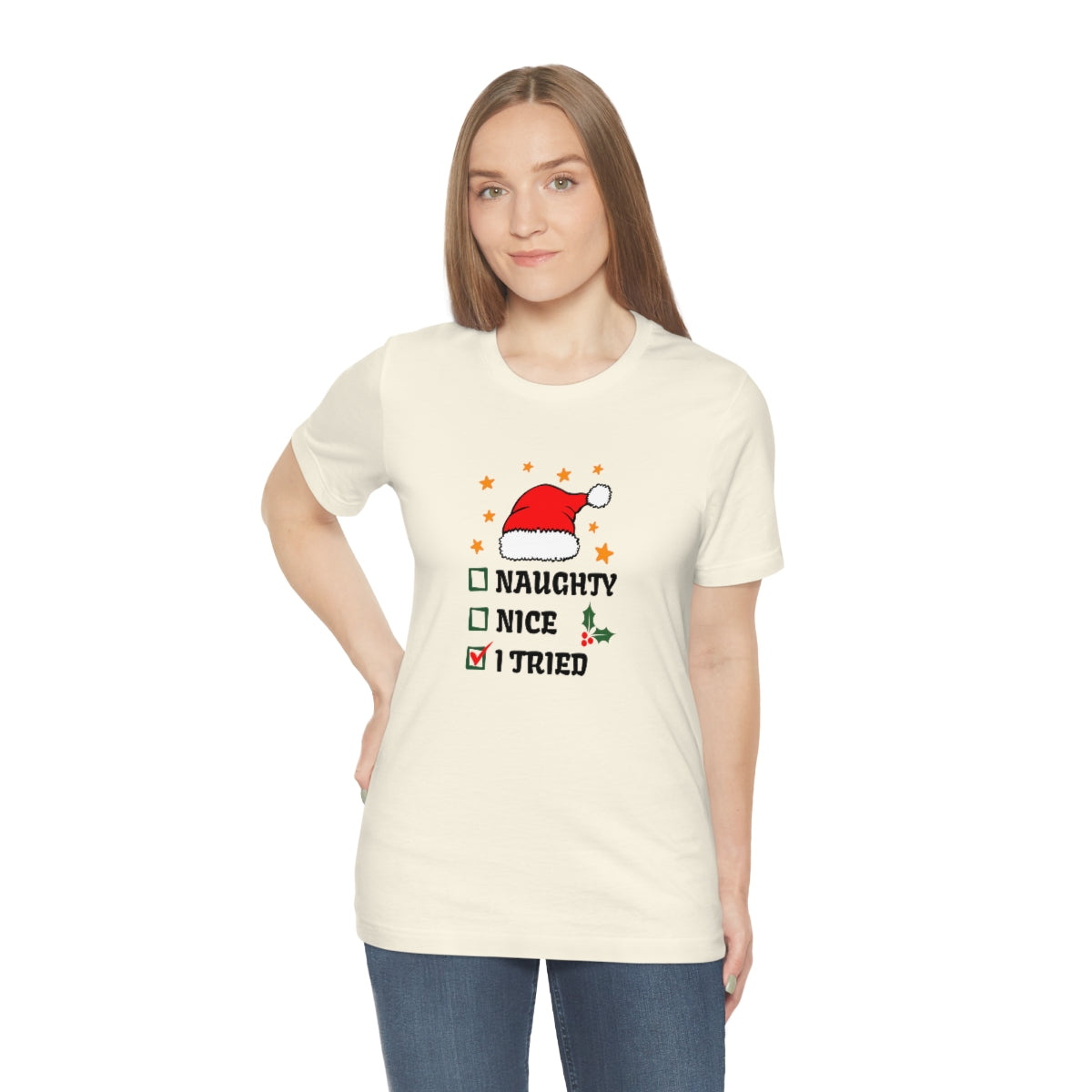 Naughty Nice I Tried Christmas Tshirt