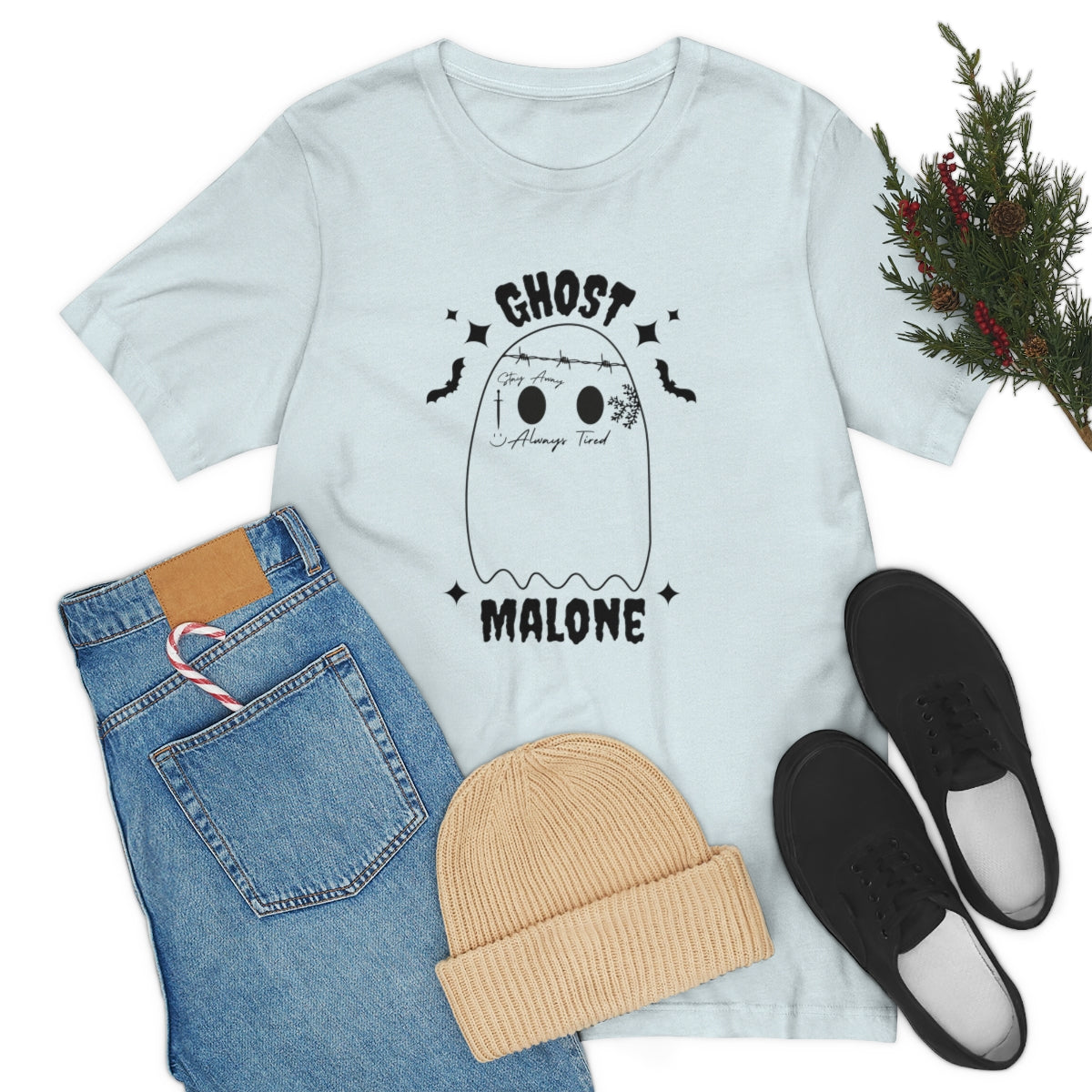 Ghost Malone Cool Halloween Tshirt, Funny Halloween T-Shirt Design on Unisex Jersey Short Sleeve Tee