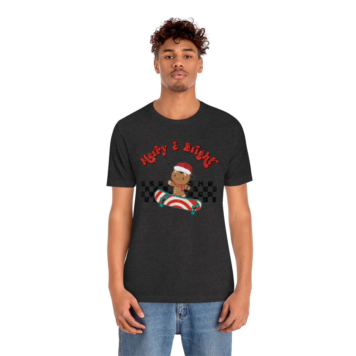 Merry & Bright Skating Gingerbread Christmas Tshirt