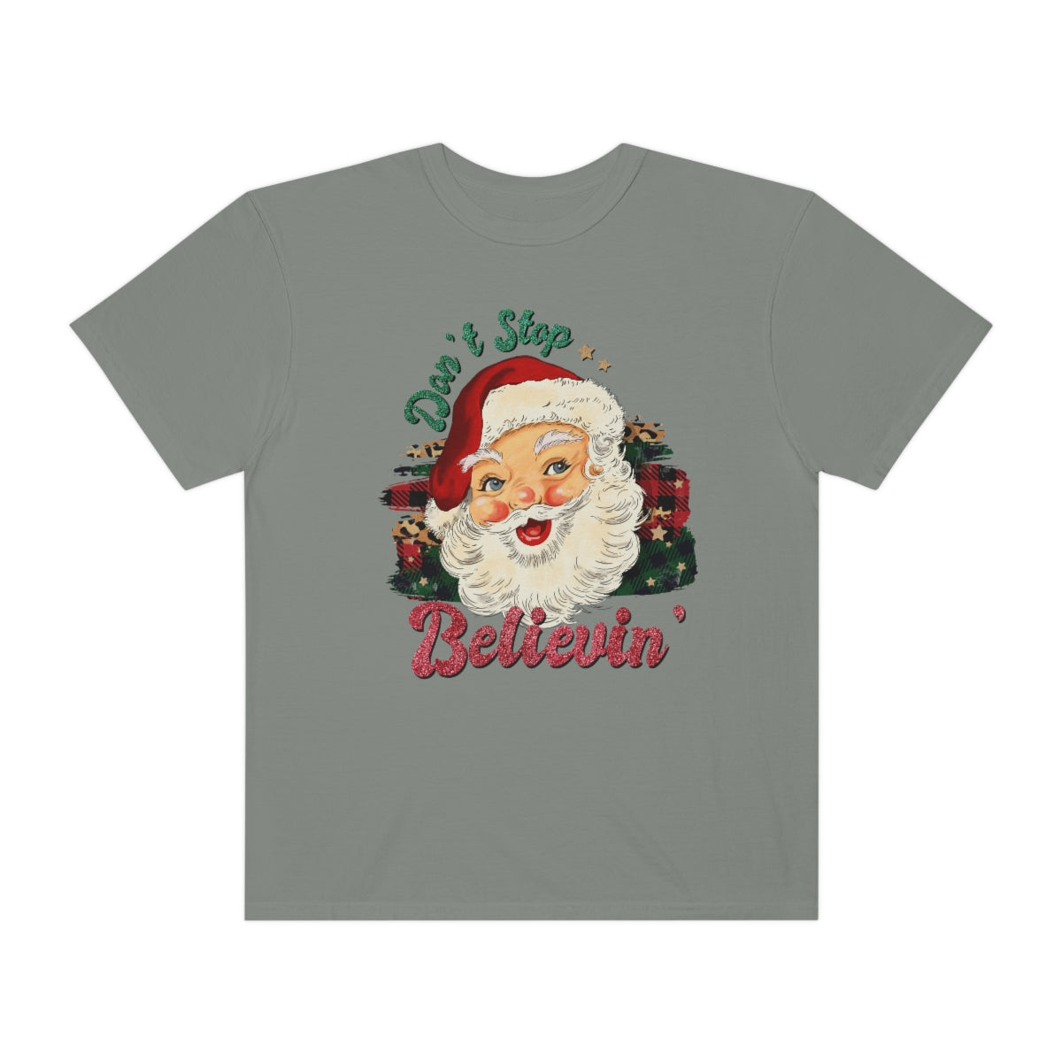 Don't Stop Believing Vintage Classic Santa Christmas Tshirt