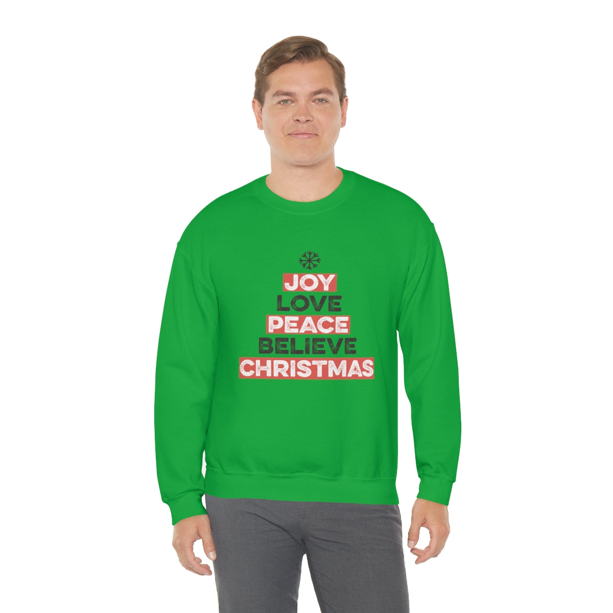 Joy Peace Believe Christmas Snowflake Xmas Holiday Sweatshirt