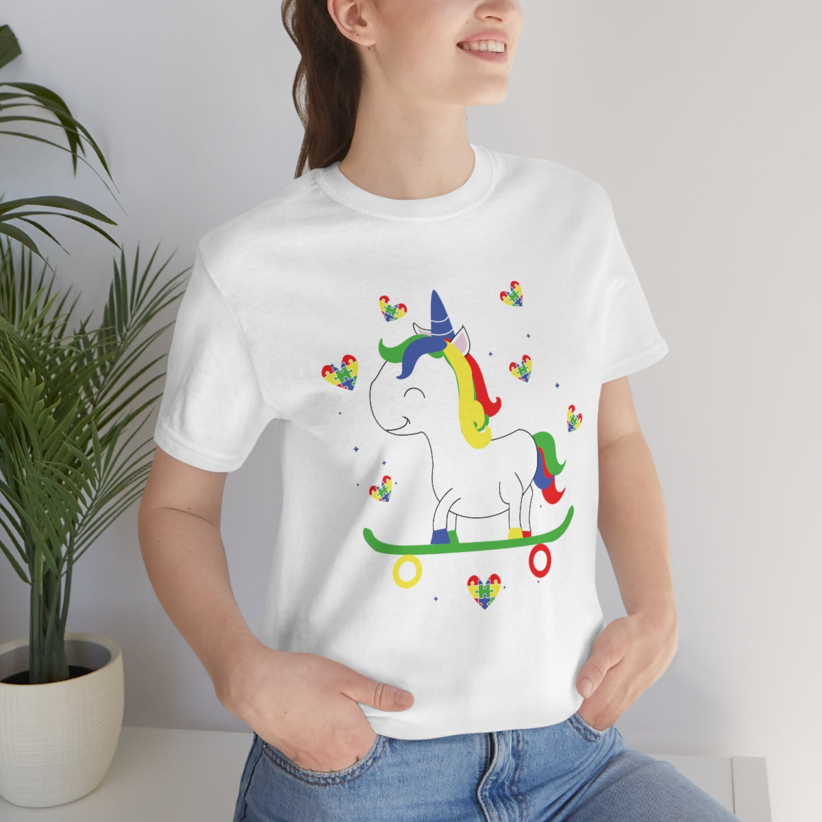 Cute Skateboarding Unicorn Autism Awareness Tshirt