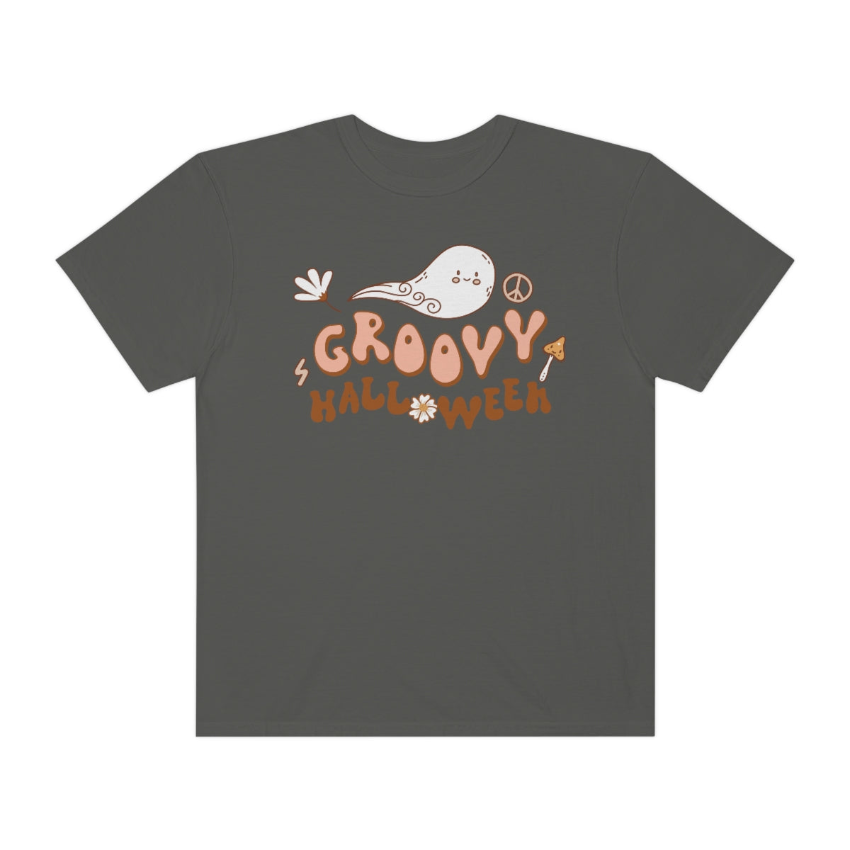 Happy Groovy Halloween Cute Retro Lettering Design, Halloween Tshirt, Funny Tshirt Design on Unisex Garment-Dyed T-shirt