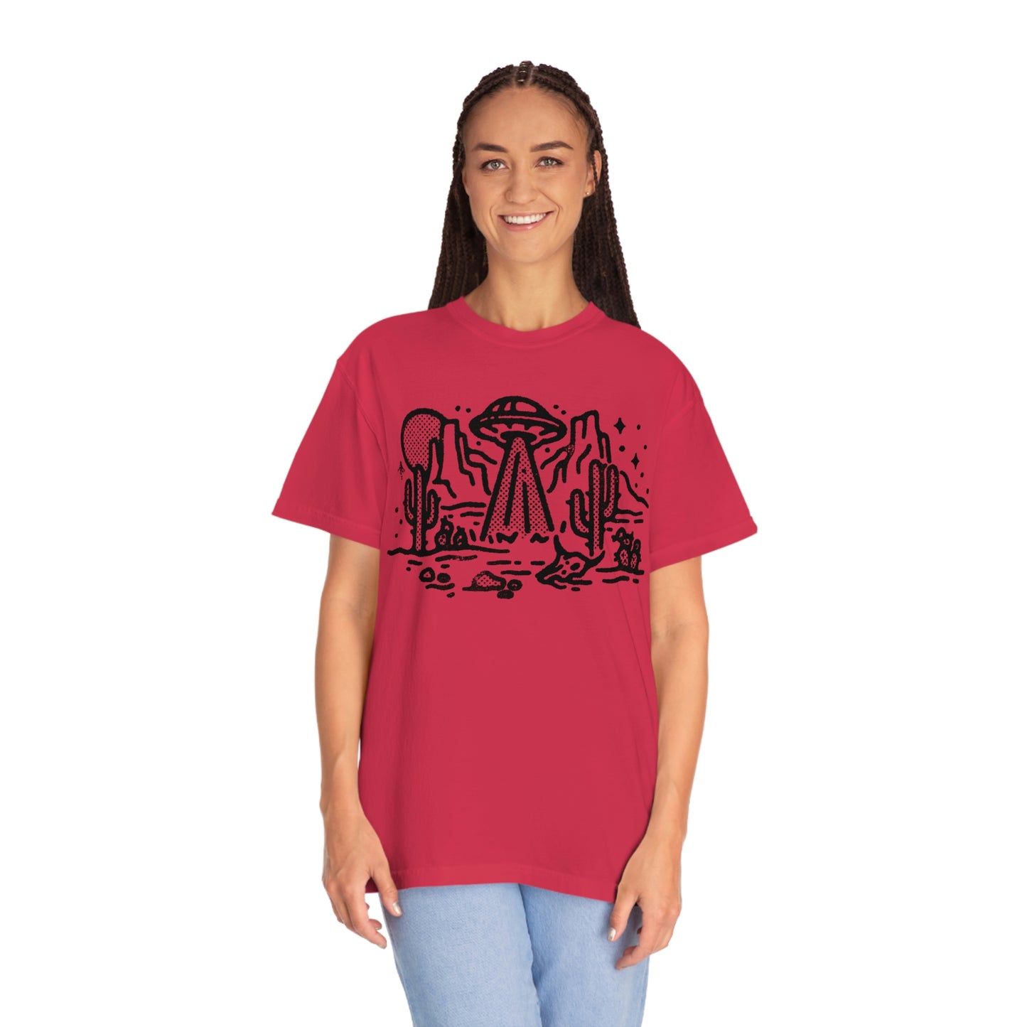 ﻿Retro Vintage UFO Alien Desert Tshirt