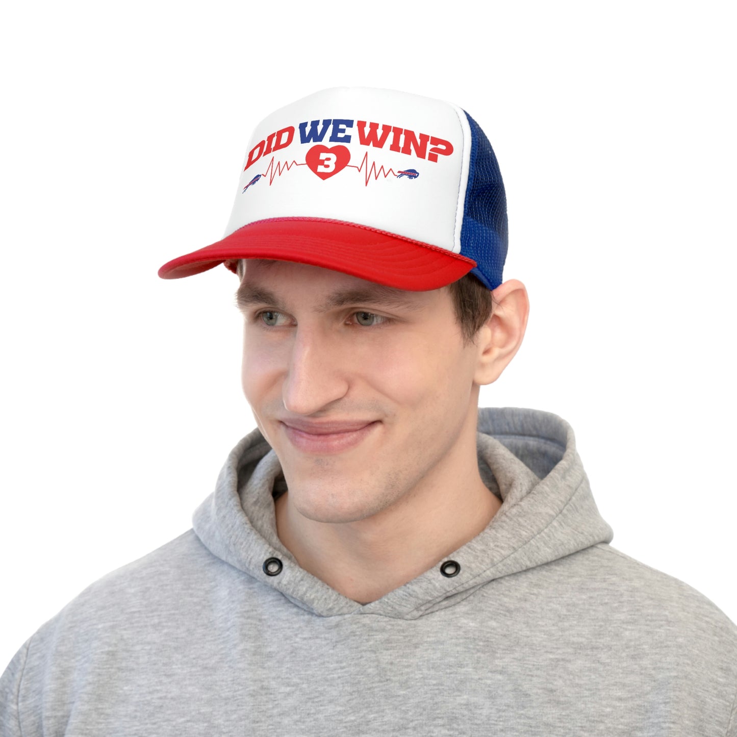Did We Win? Damar Hamlin #3 Heartbeat Buffalo Bills Trucker Hat