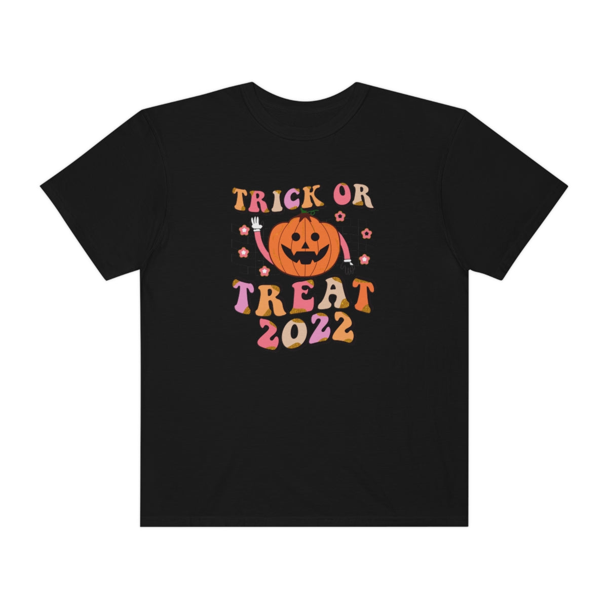 Trick or Treat Halloween 2022 Cute Retro Teeshirt Design on Unisex Garment-Dyed T-shirt