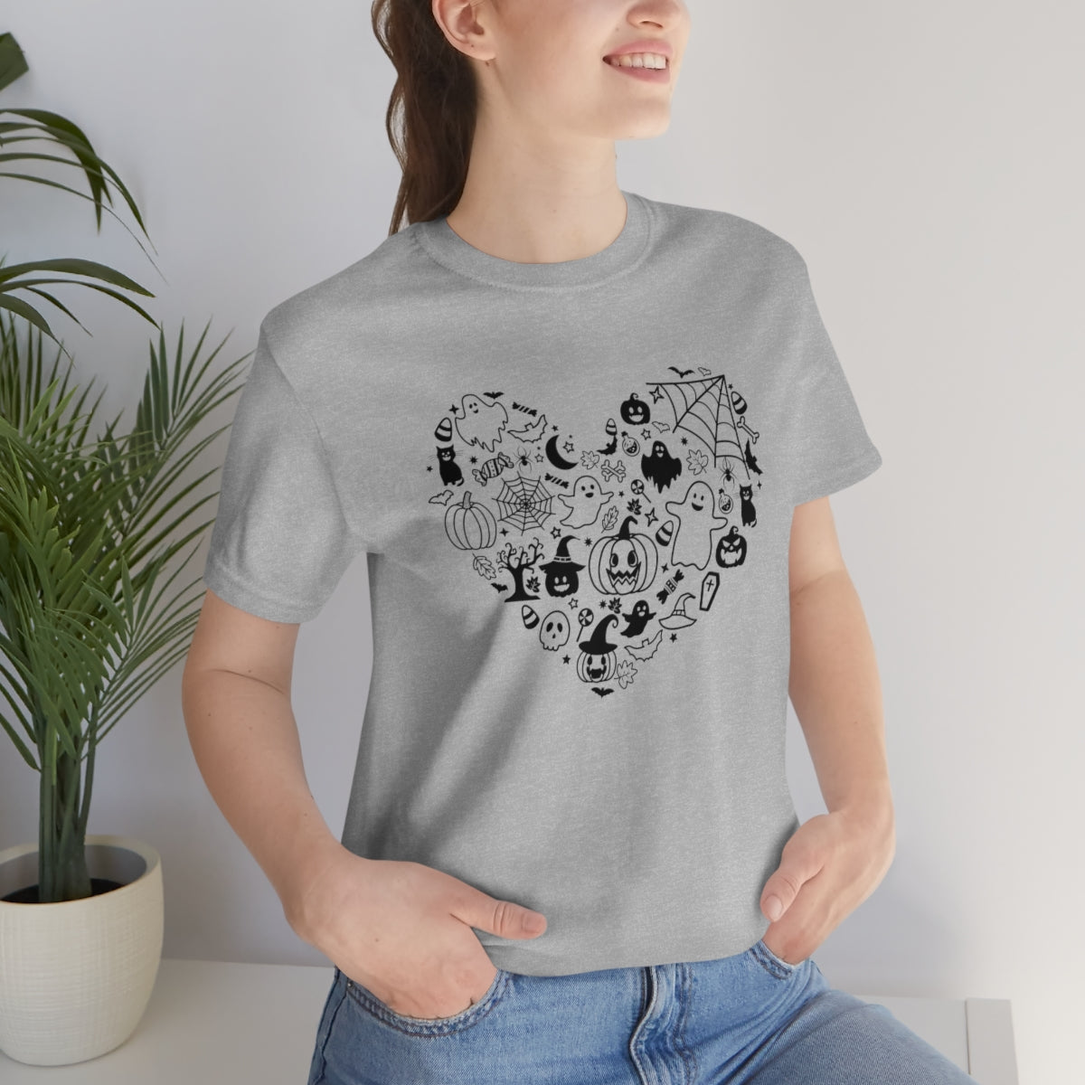 Heart Happy Halloween Tshirt Design on Unisex Jersey Short Sleeve Tee