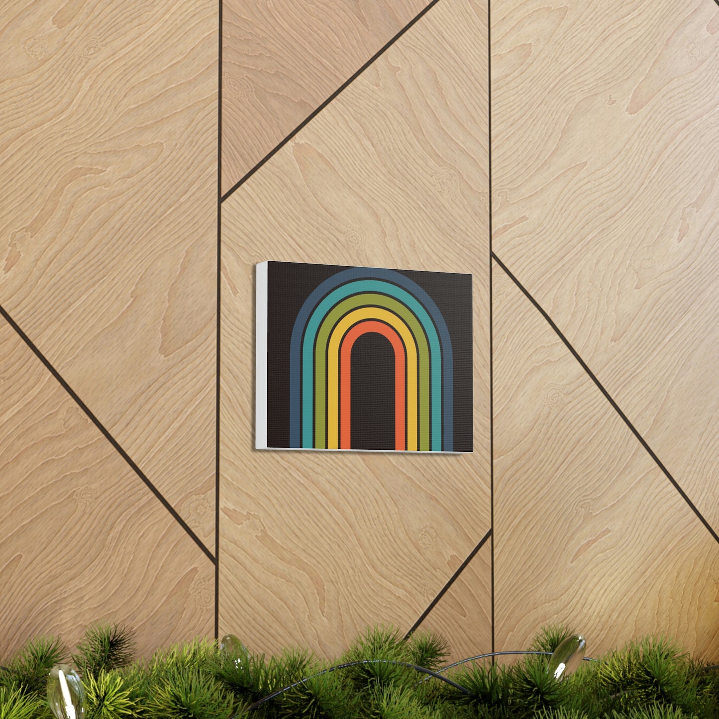 Black Green Orange Yellow Rainbow Retro 70's Inspired Gallery Wall Wrap Art Print