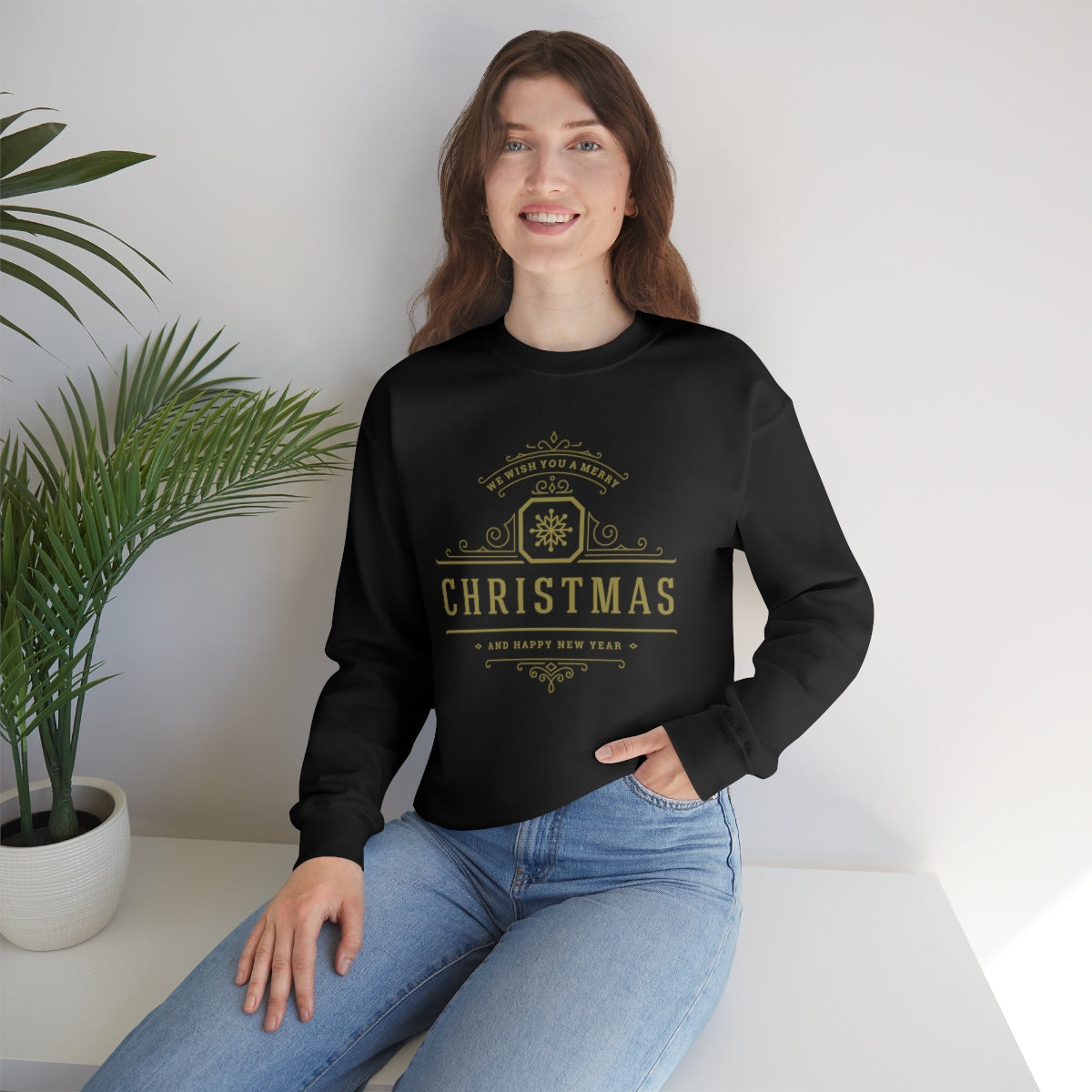 Wish You a Merry Christmas Snowflake Gold Sweatshirt