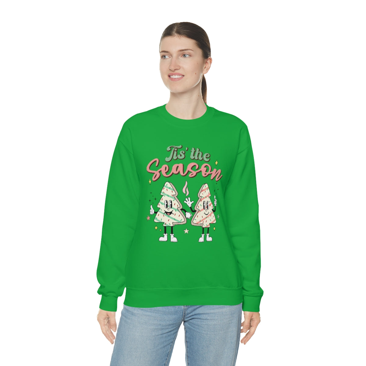 Tis the Season Cute Retro Vintage Tree & Treat Christmas Sweatshirt