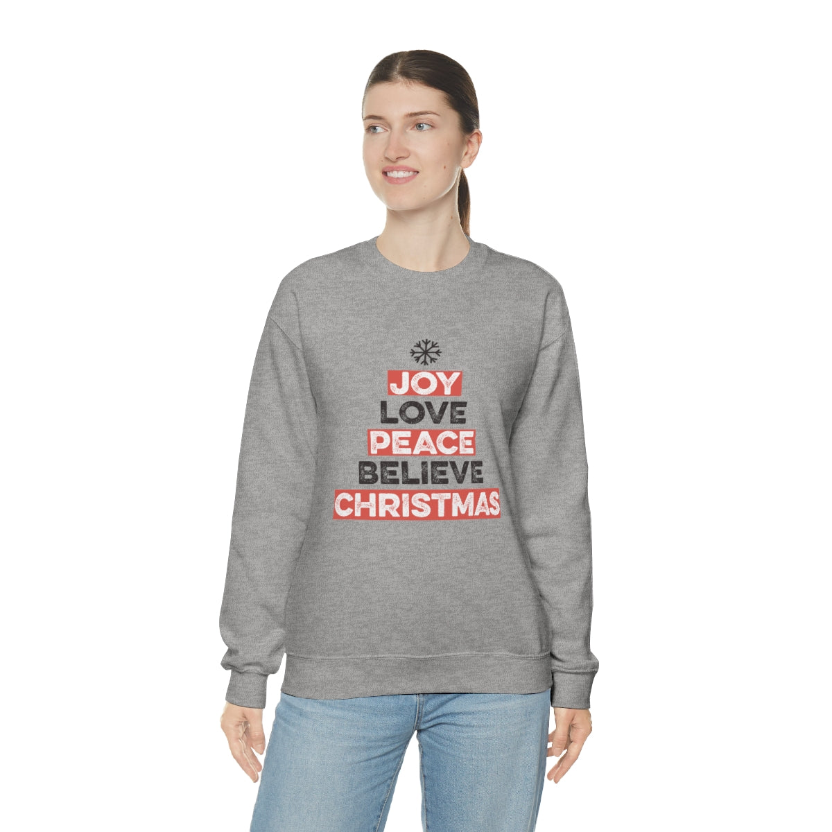 Joy Peace Believe Christmas Snowflake Xmas Holiday Sweatshirt