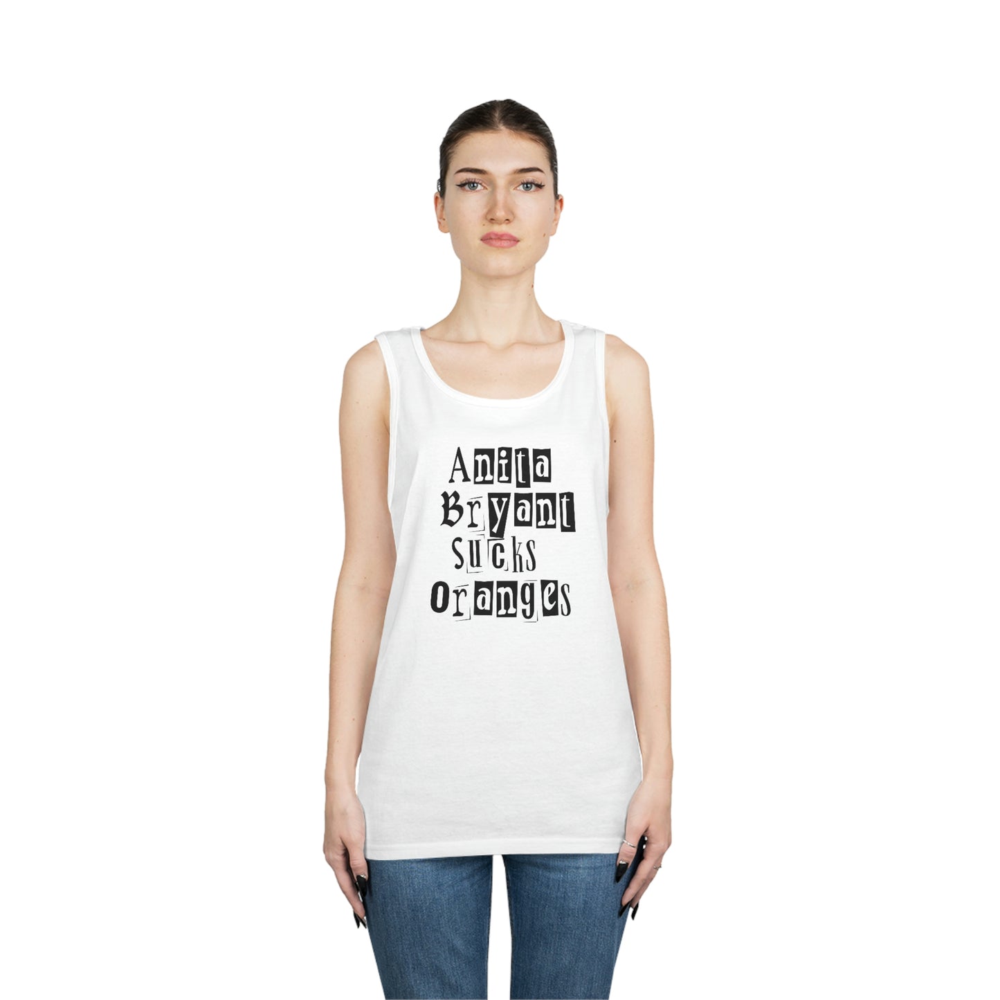 Anita Bryant Sucks Oranges Graffiti Style Font Two Sided Tank Top Gay Pride Flag