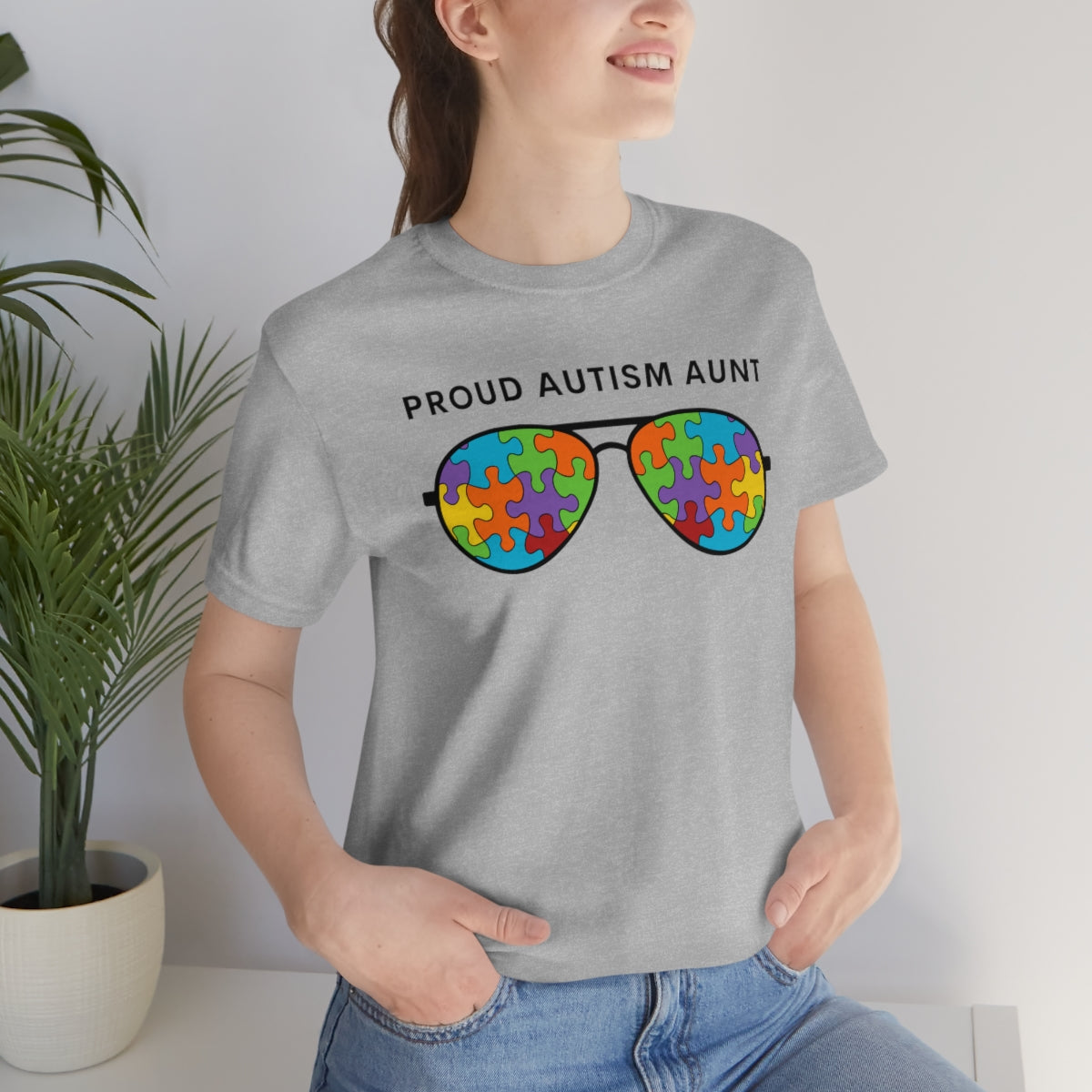 Proud Autism Aunt Sunglasses Tshirt