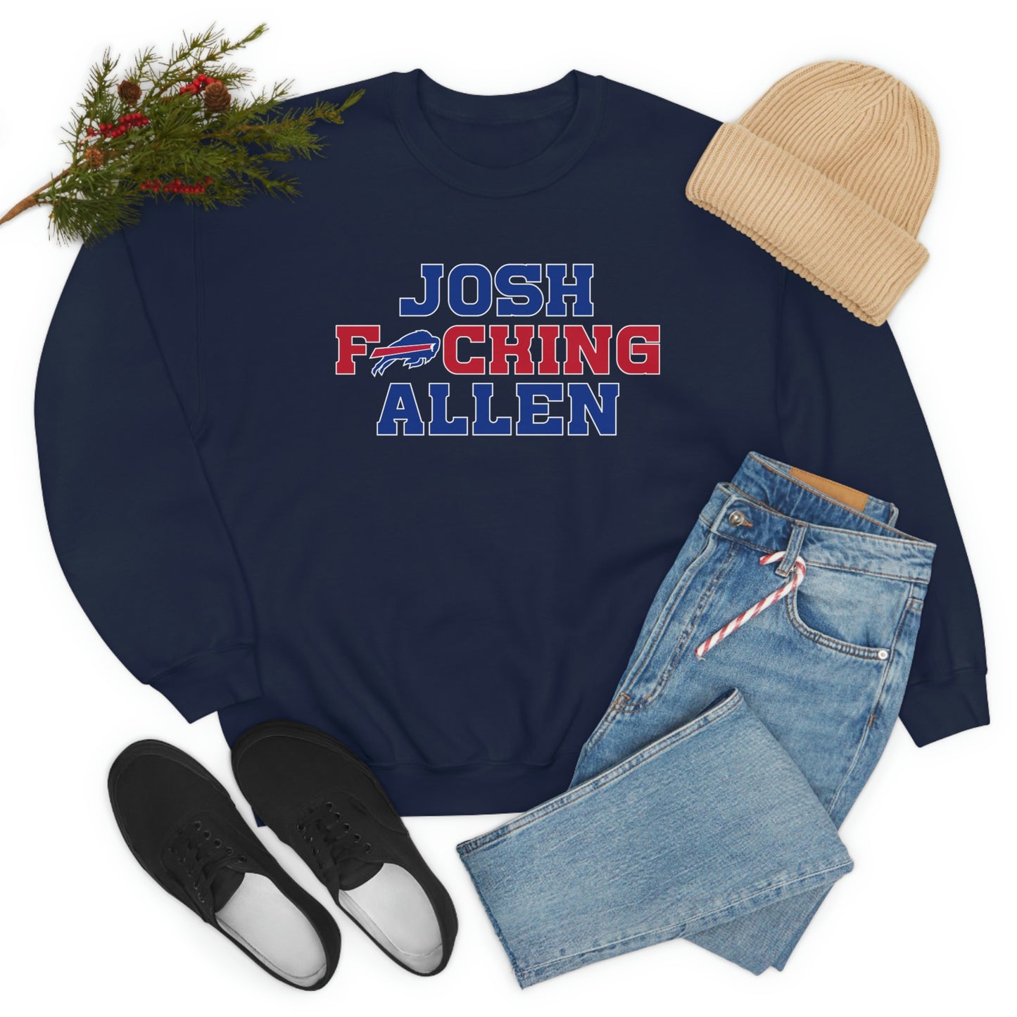 Josh Freaking Allen Bills Mafia #17 Buffalo Bills Football Crewneck Sweatshirt