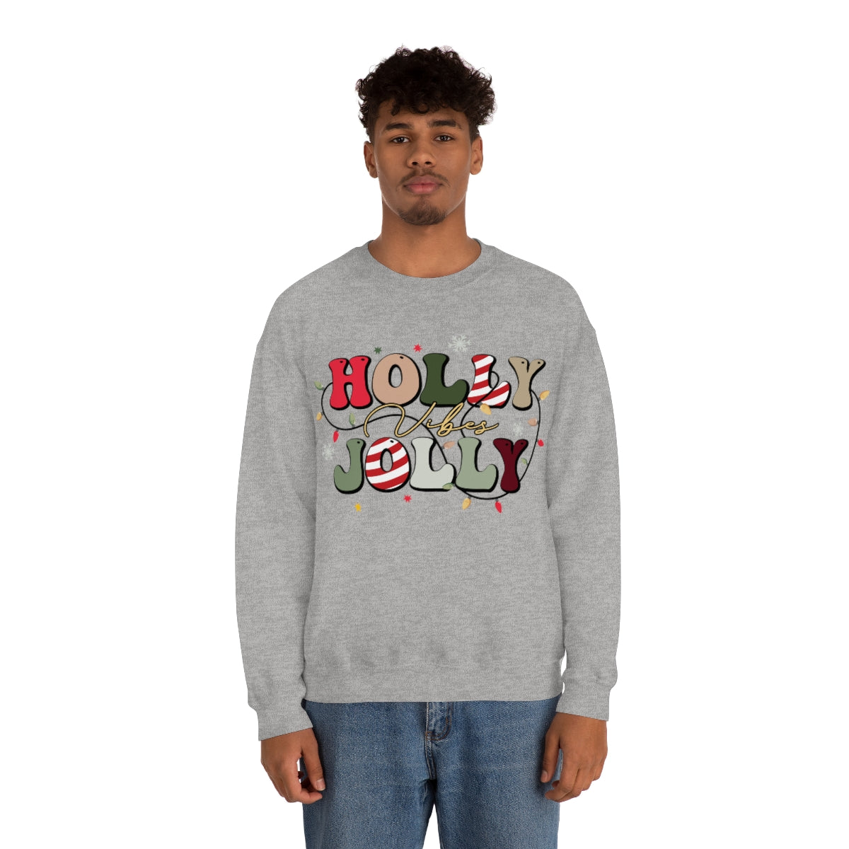 Holly Jolly Vibes with Lights Christmas Sweatshirt