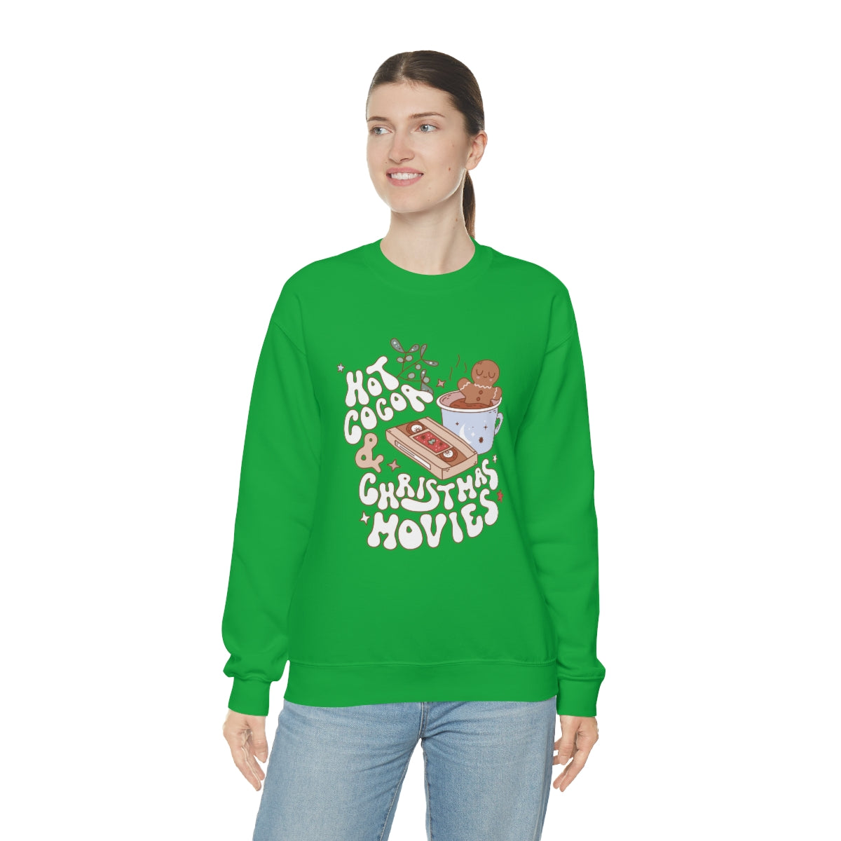Hot Cocoa & Christmas Movies Retro Style Sweatshirt