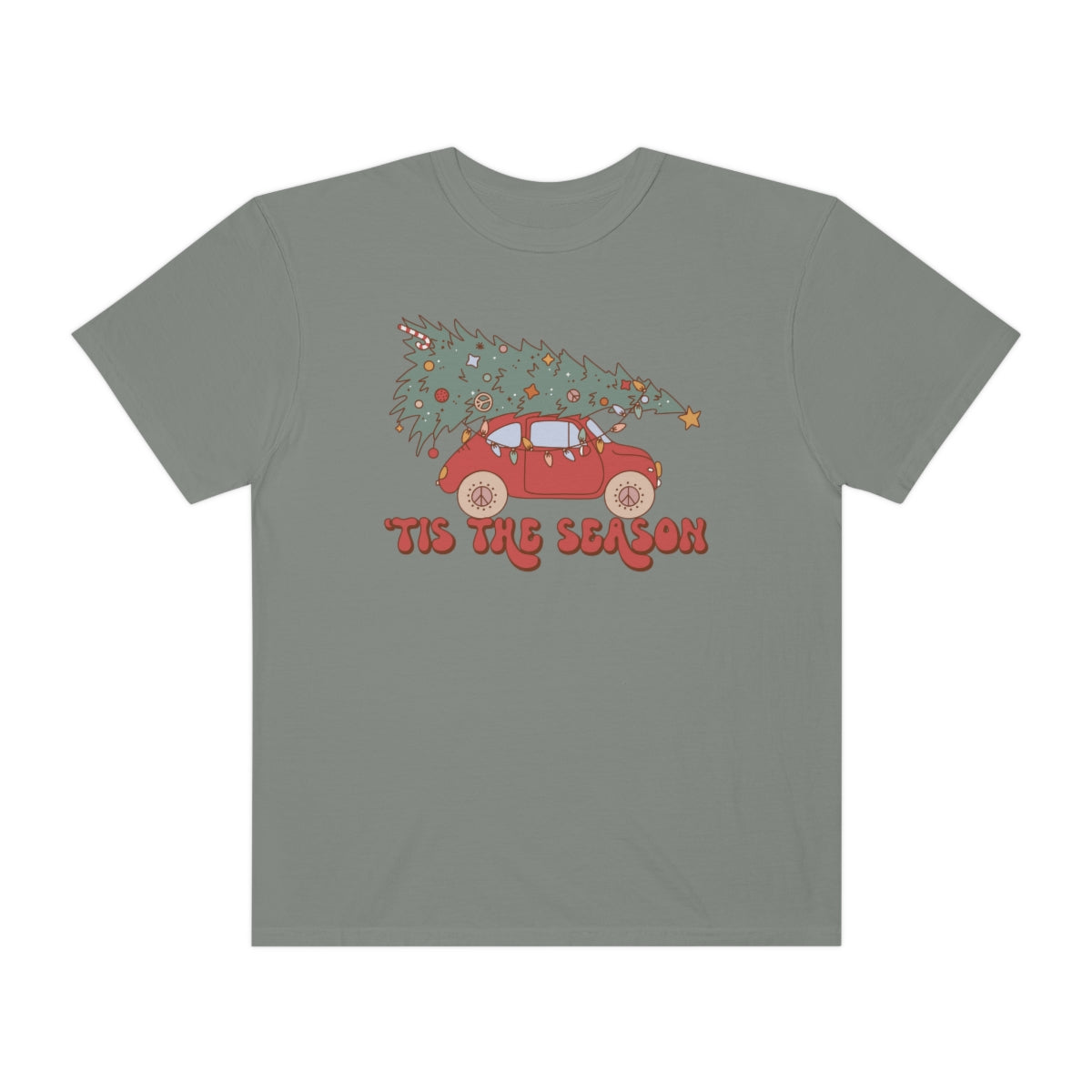 VW Bug with Tree Retro Vintage Christmas TeeShirt