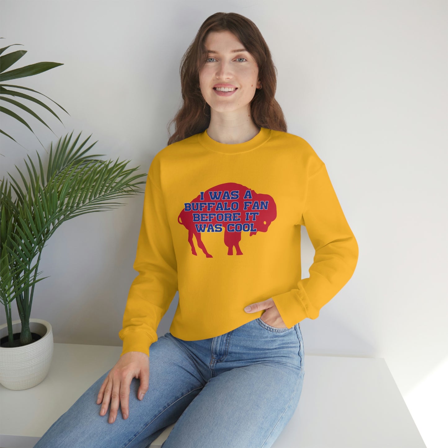 I Was a Buffalo Fan Before it was Cool Retro Red Logo Bills Mafia Football Crewneck Sweatshirt