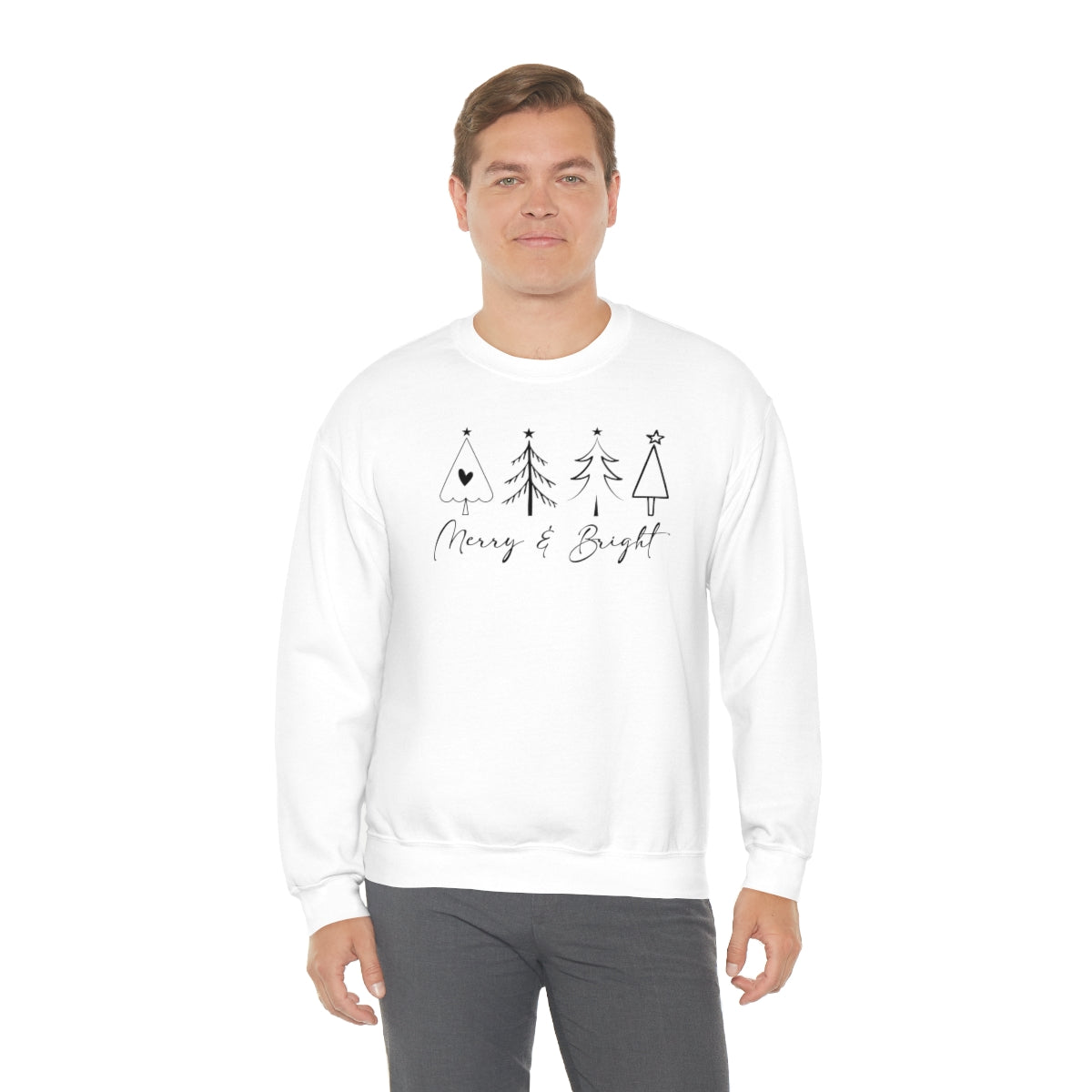 Merry & Bright Simple Christmas Xmas Trees Holiday Sweatshirt