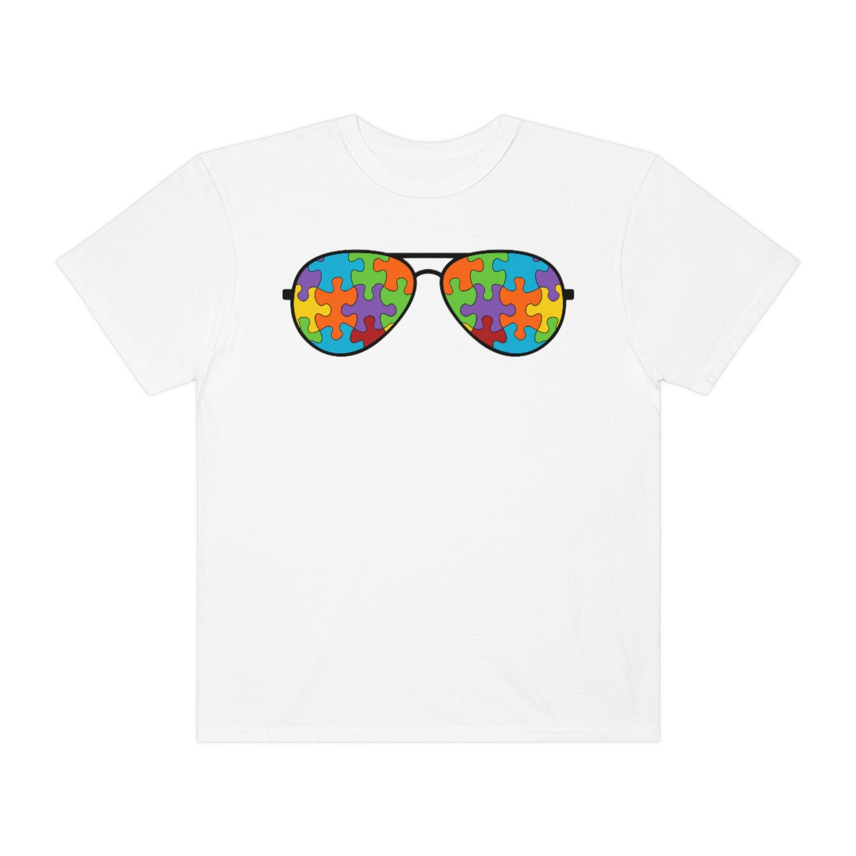 Cool Rayban Theme Sunglasses Puzzle Pieces Autism Awareness Tshirt