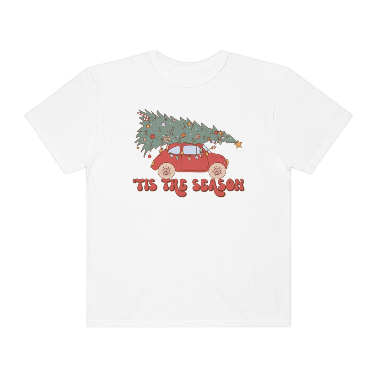 VW Bug with Tree Retro Vintage Christmas TeeShirt