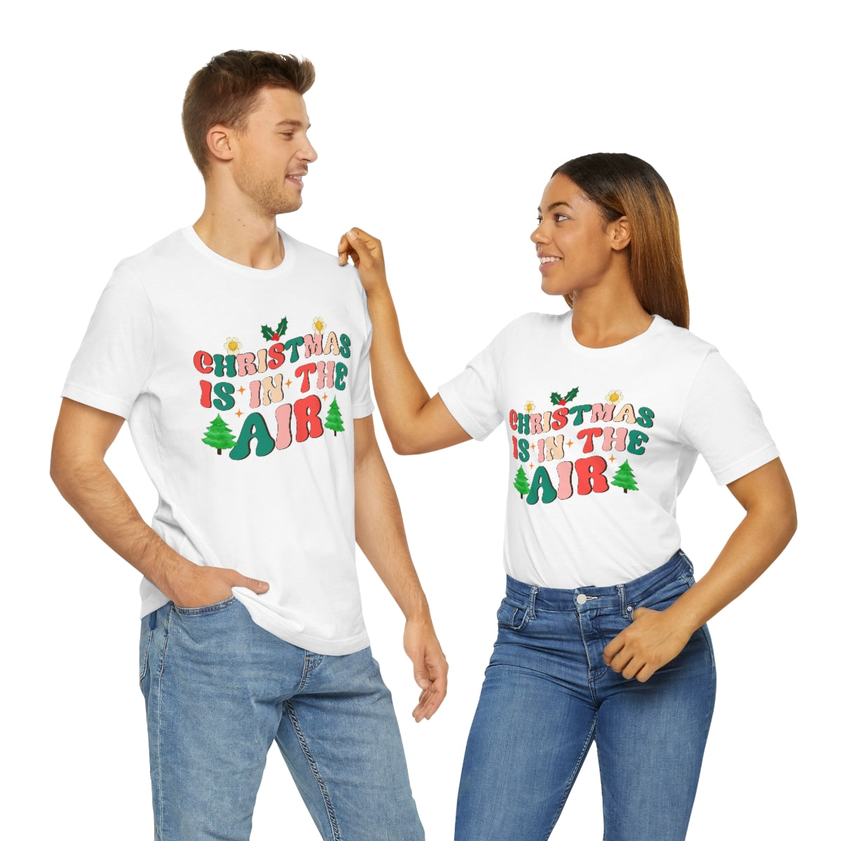 Retro Christmas is in the Air Cute Xmas Trees Holiday Tshirt