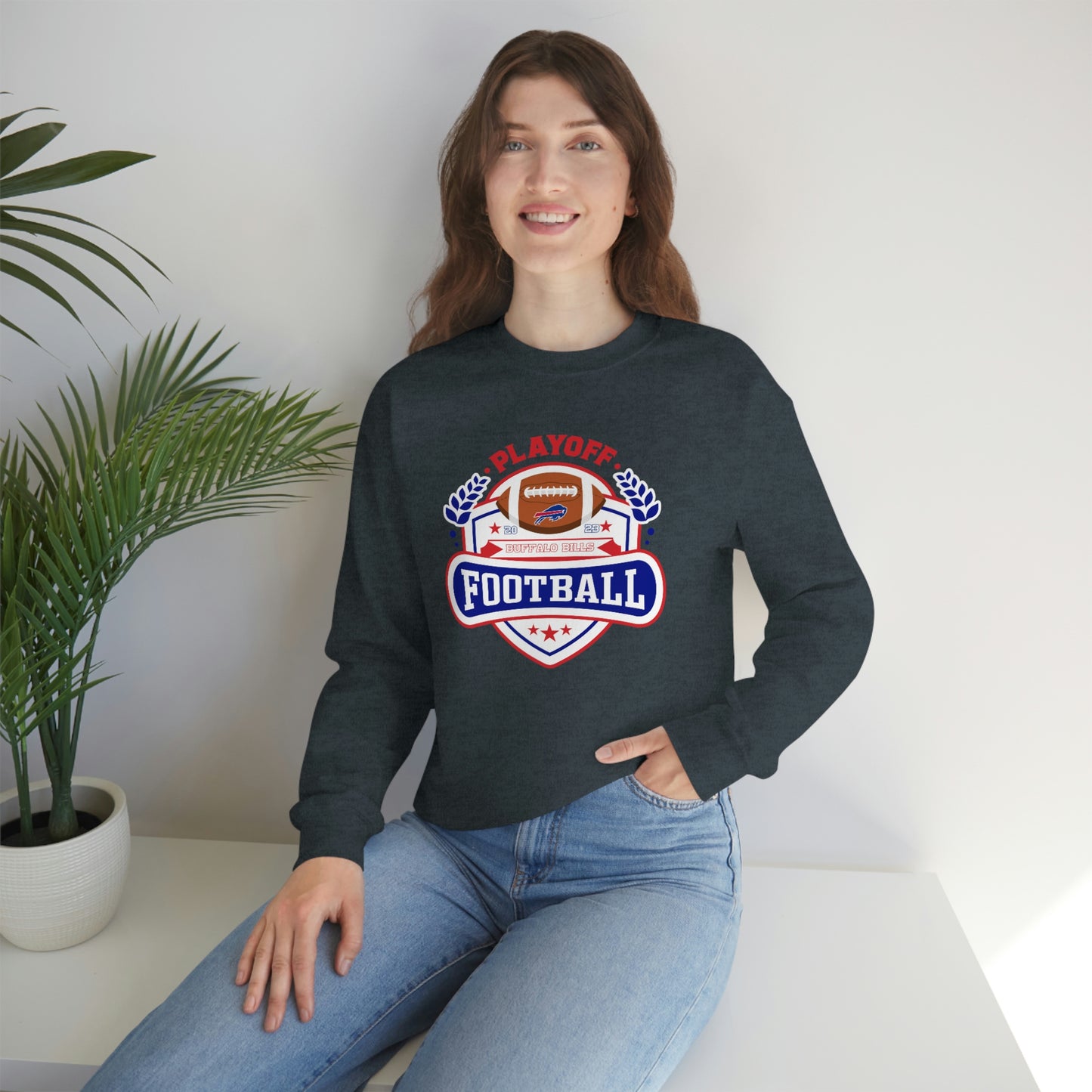 2023 Bufalo Football Playoffs Buffalo Bills Logo Crewneck Sweatshirt