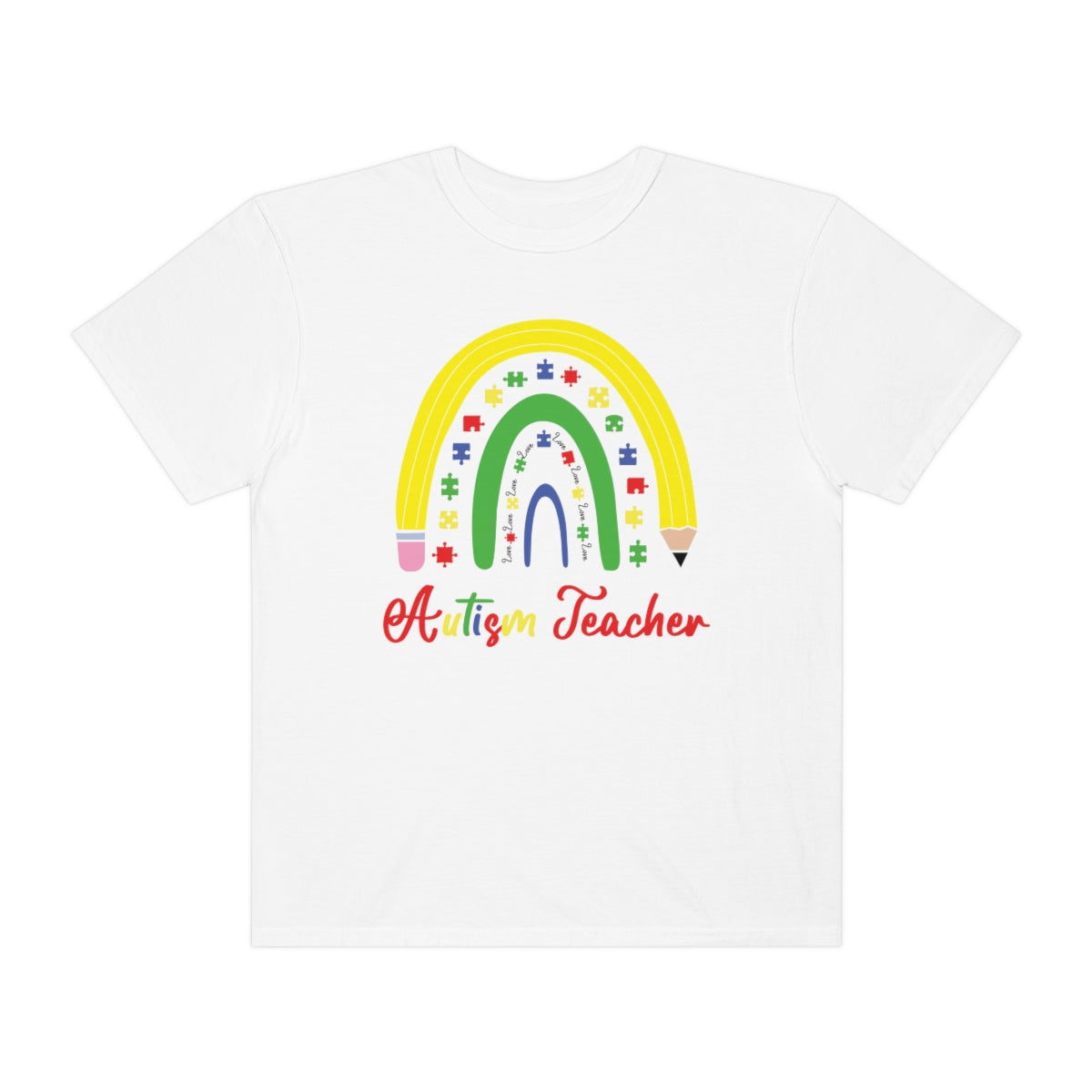 Cute Rainbow Pencil Teacher Autism Awareness Tshirt