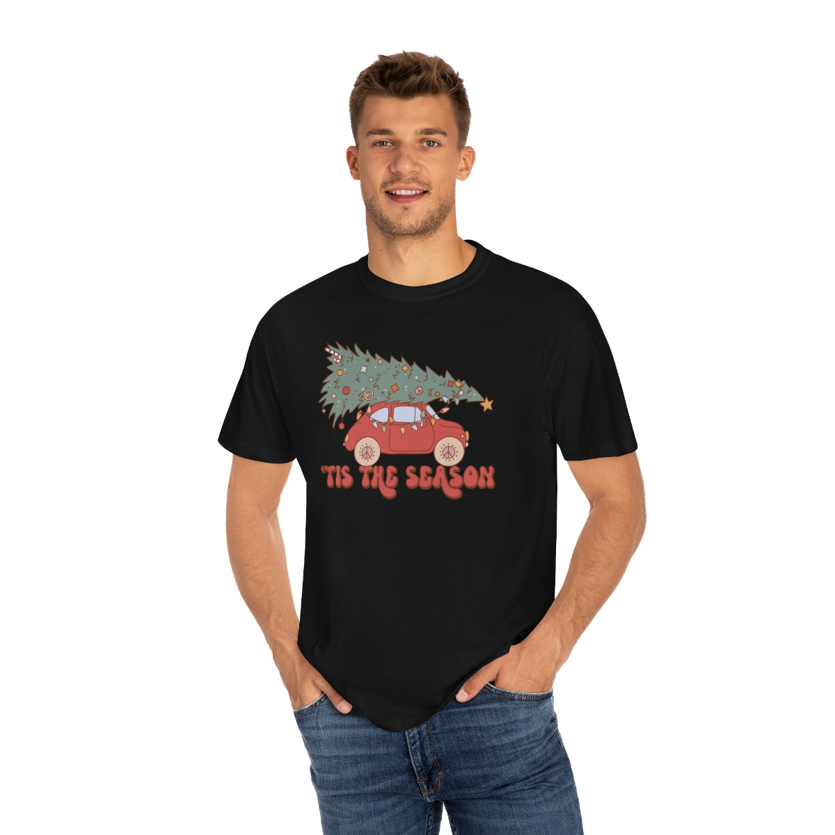 VW Bug with Tree Retro Vintage Christmas TeeShirt