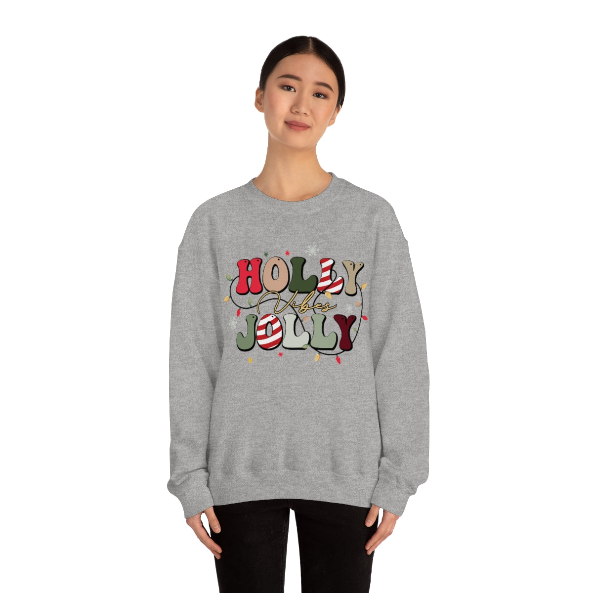 Holly Jolly Vibes with Lights Christmas Sweatshirt