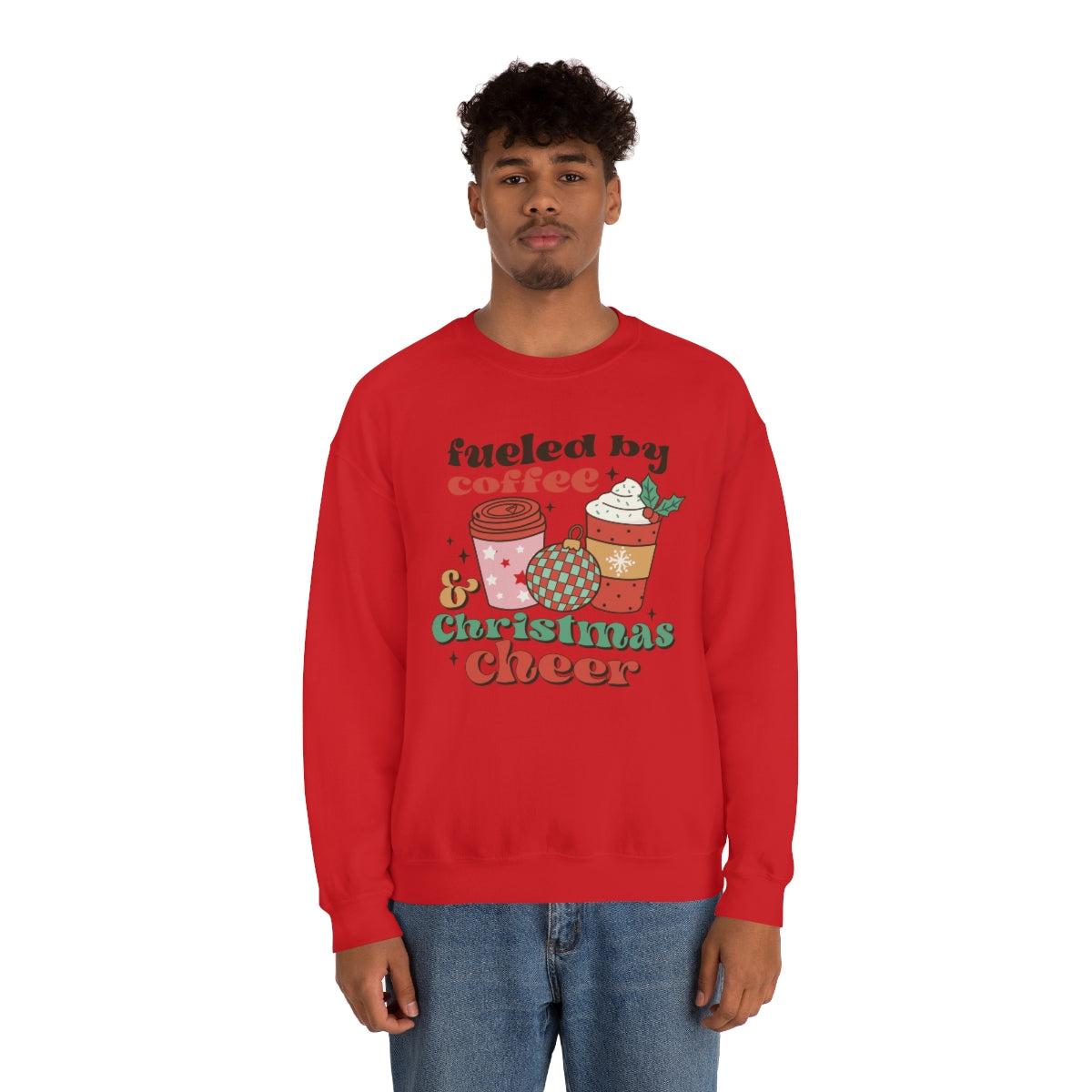 Fueled by Coffee and Christmas Cheer Xmas Holiday Sweatshirt