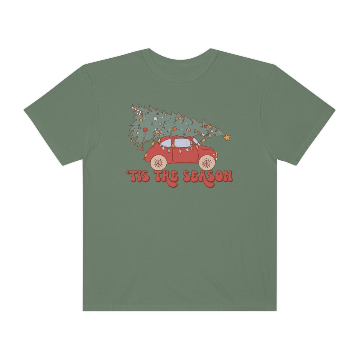 VW Bug with Tree Retro Vintage Christmas TeeShirt