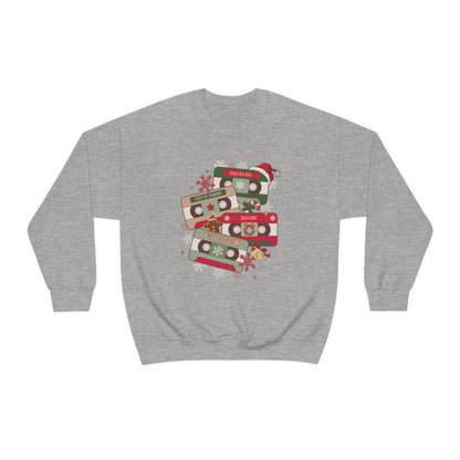 Retro Cassette Christmas Music Sweatshirt