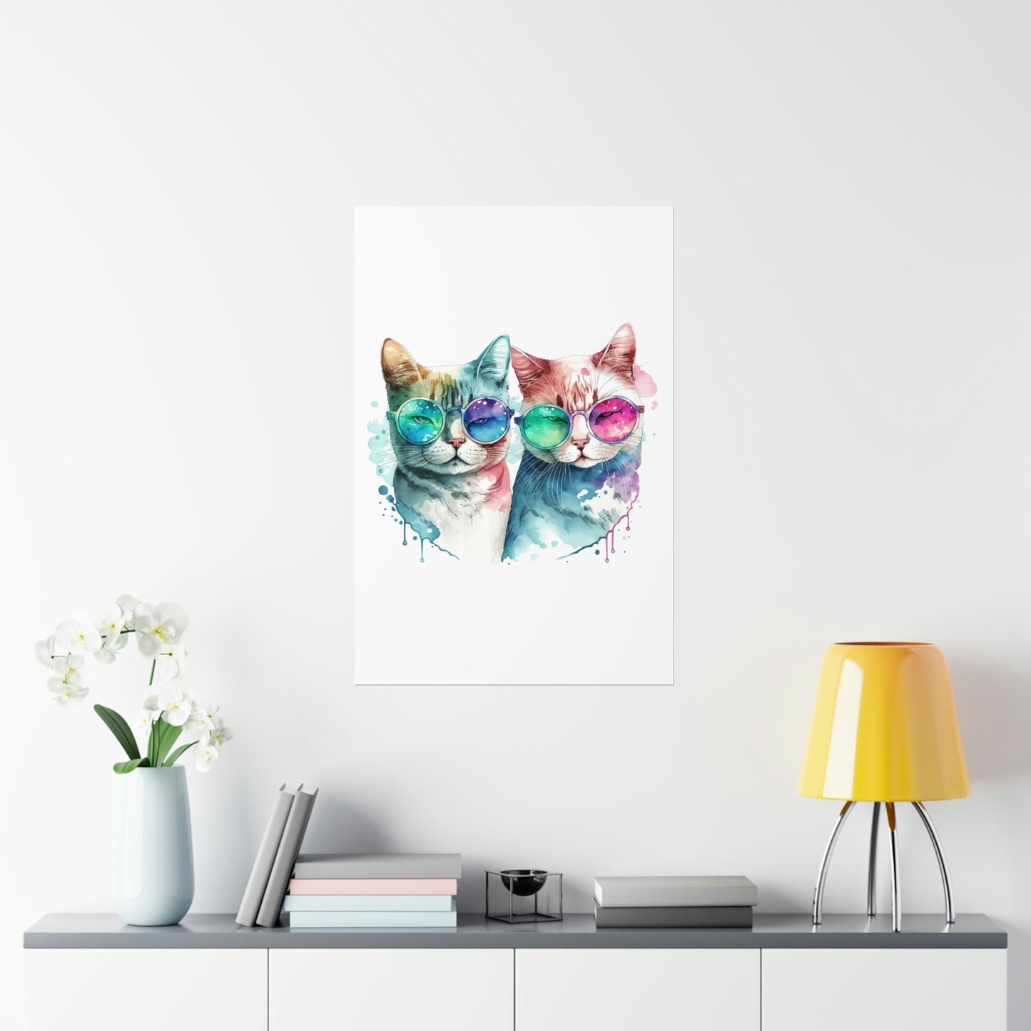 Cute Cat Couple Valentines Gift for Her Premium Matte Vertical Poster
