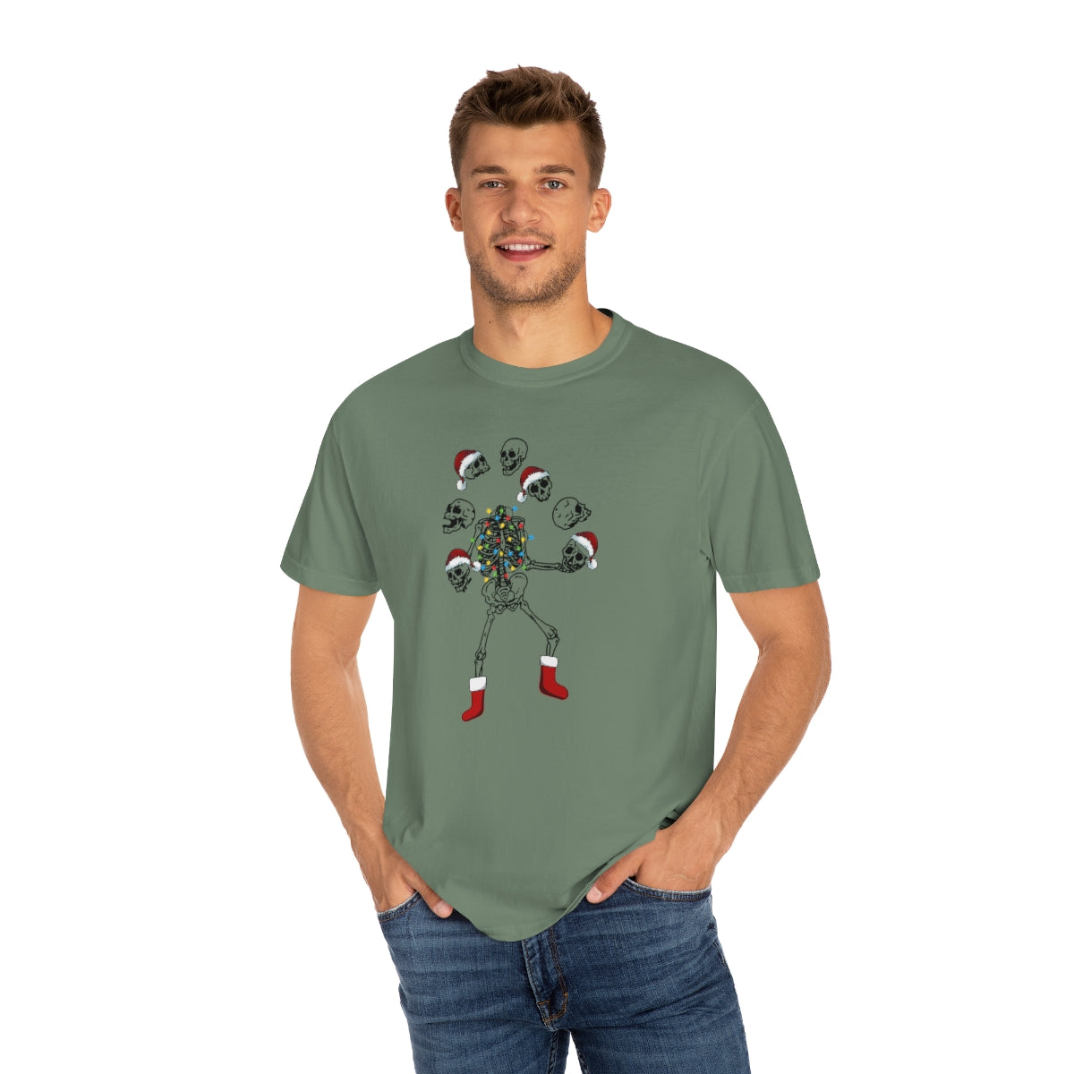 Skeleton Juggling Heads Funny Christmas Tshirt